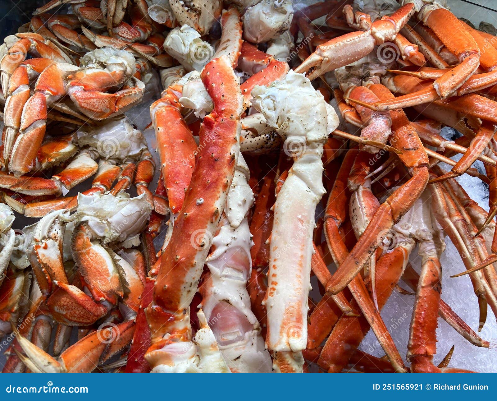Cooked Crab Legs for Sale at the Fish Market Stock Image - Image of