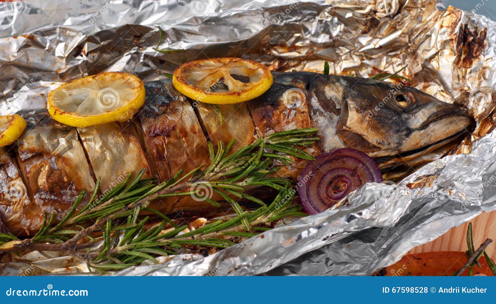 Cooked Fish Mackerel on the Grill Stock Photo Image of dining