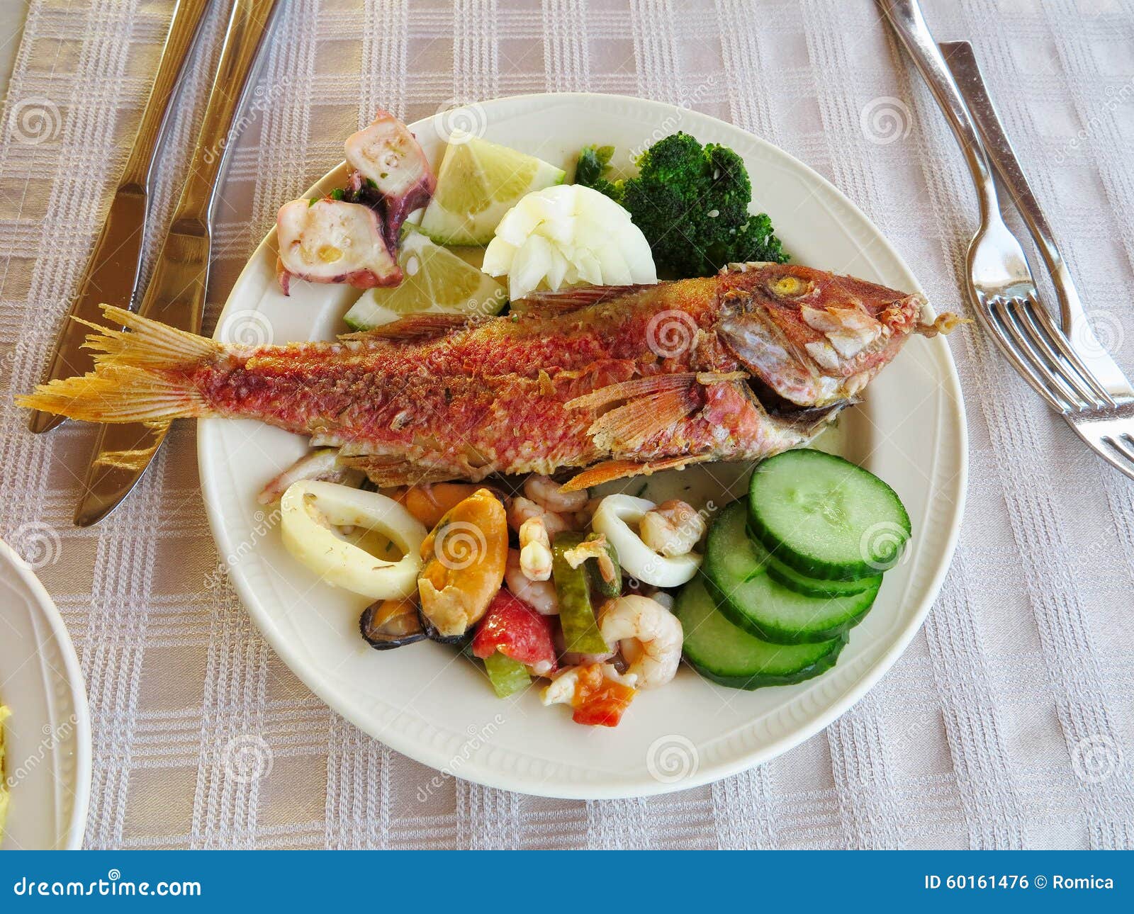 Cooked Fish and Seafood Mussel Squid Cucumber Stock Photo Image of
