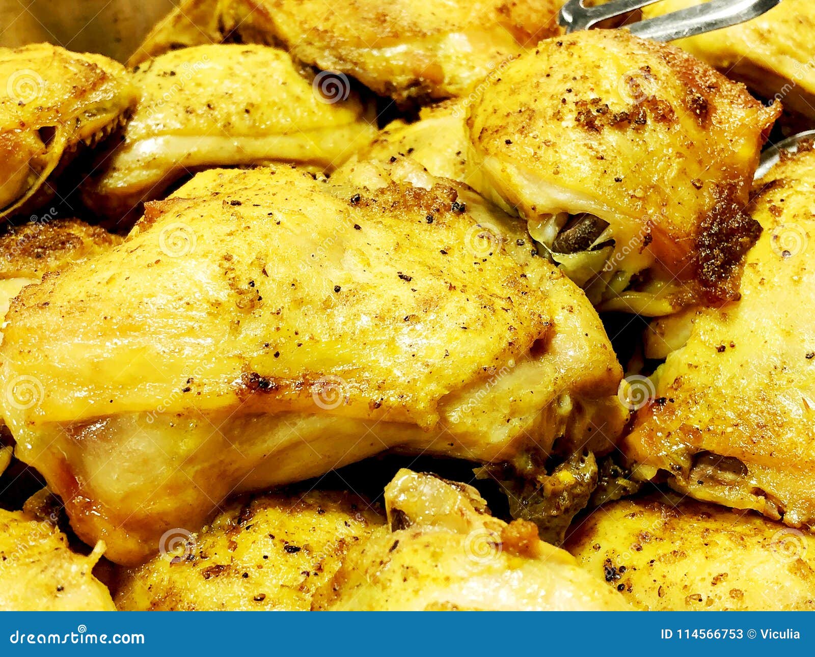 Cooked Fried Chicken Meat. Chicken Meat Lies in the Bowl Stock Image