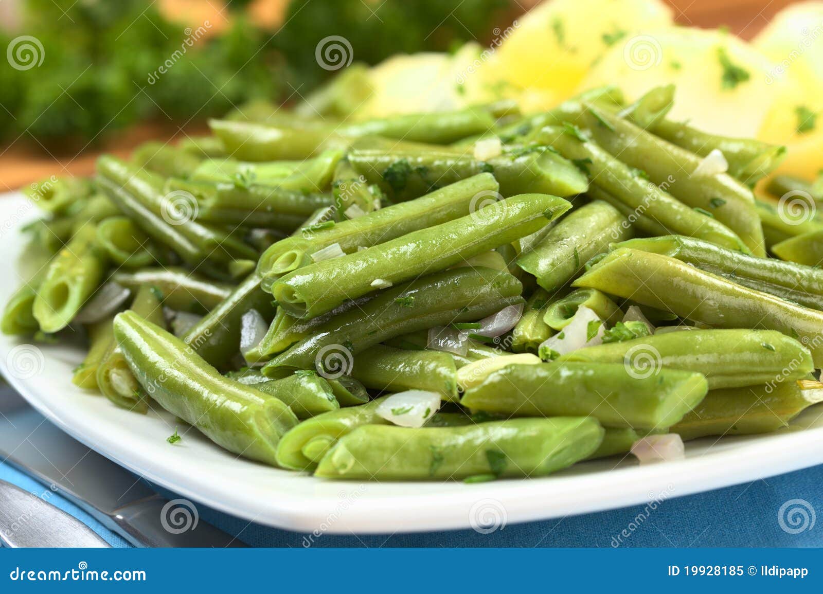 Cooked Green Beans with Potatoes Stock Image Image of green, main