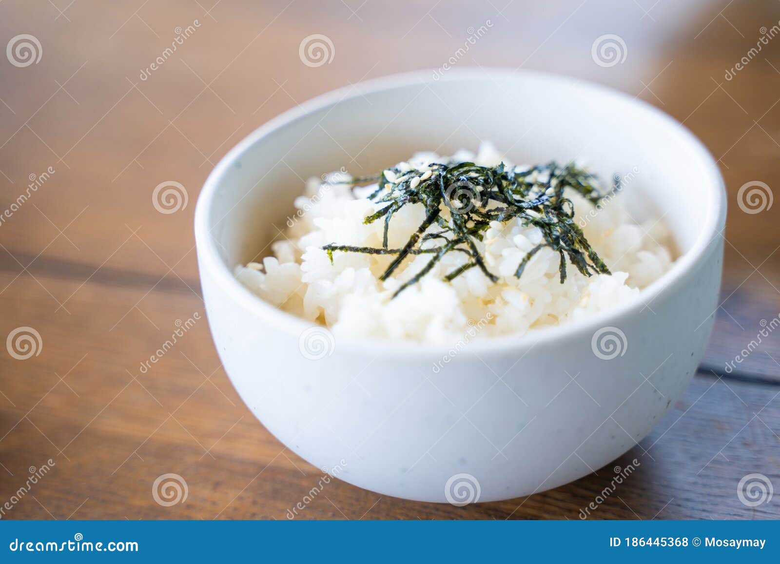 Cooked Japanese Rice with Seaweed and Sesame Stock Photo Image of