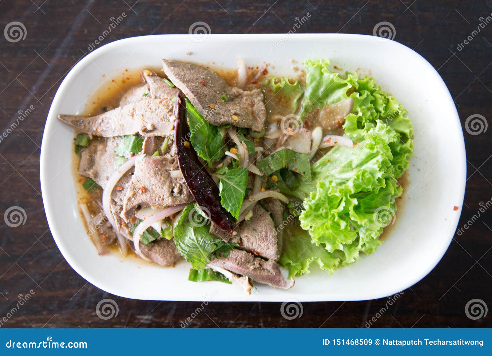 Cooked Liver in Spicy Condiment - Thai Food Stock Image - Image of ...