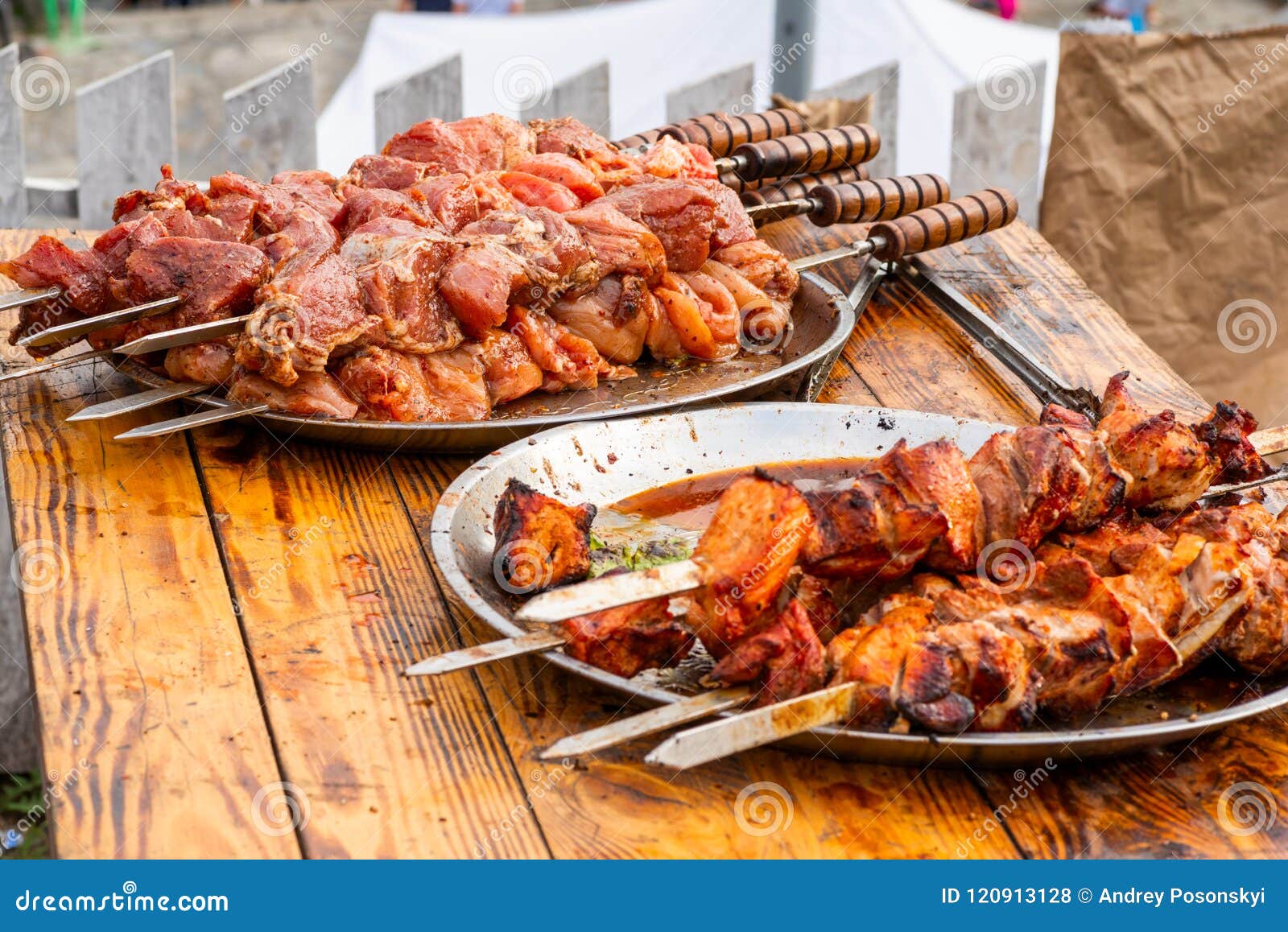 Cooked Meat on an Open Fire Stock Photo Image of flames, flame 120913128