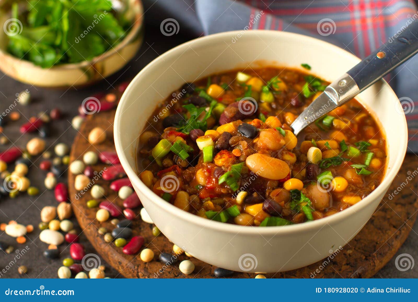 cooked mixed legumes beans lentils stew with tomatoes