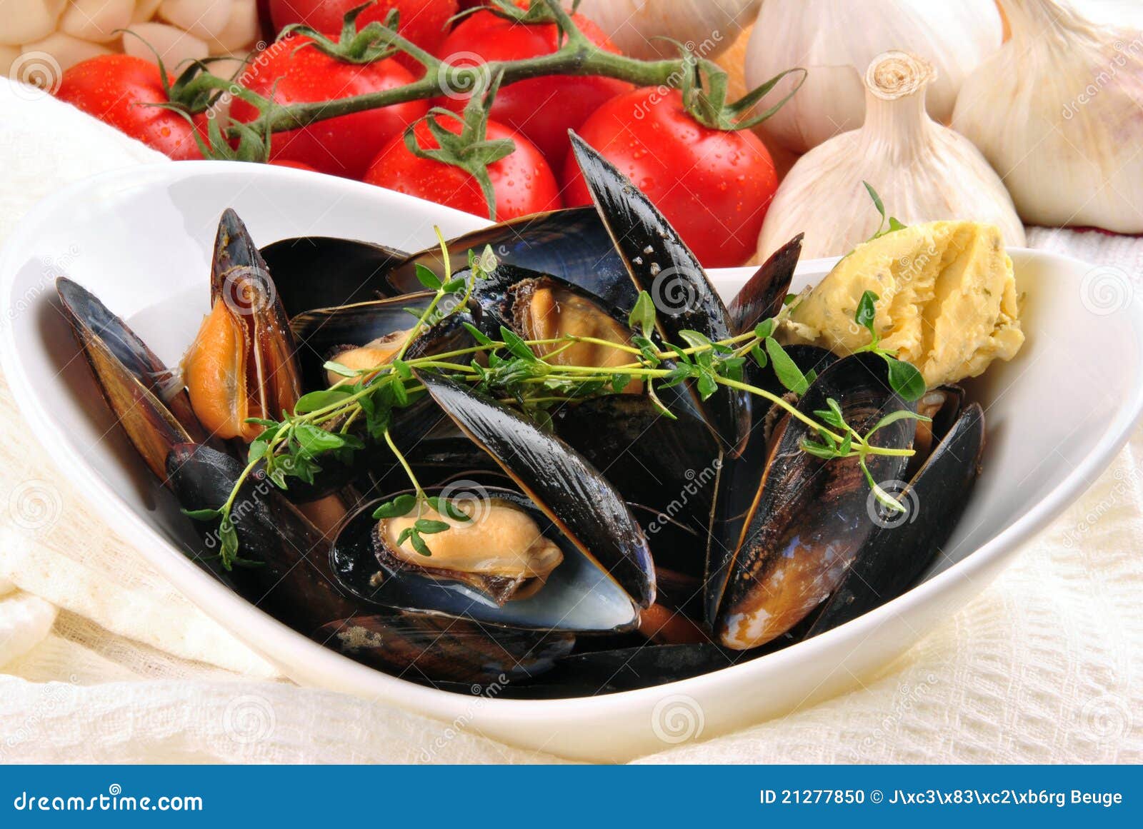 Cooked Mussels with Garlic Butter Sauce Stock Photo Image of cook