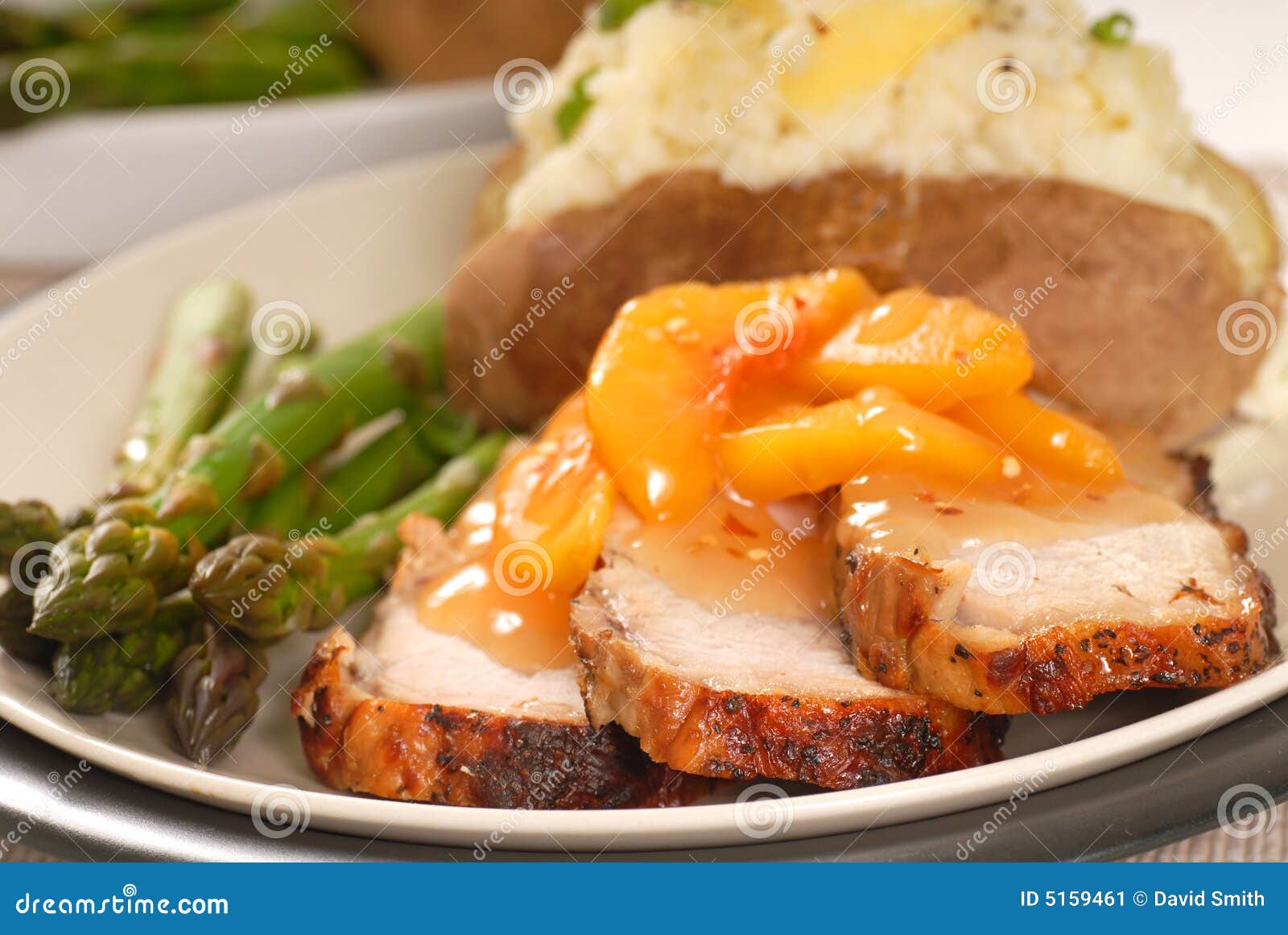 Cooked Pork with a Peach Sauce Stock Image Image of lunch, nutrition