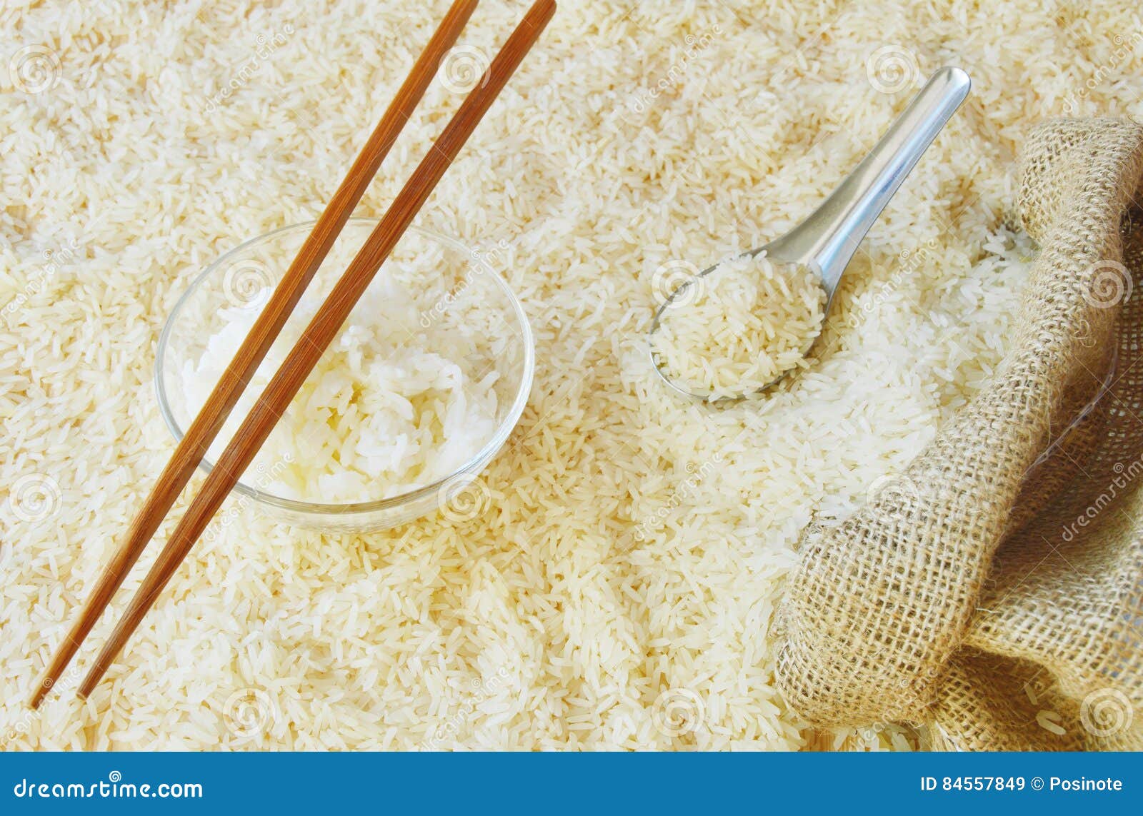 Cooked, raw rice stock image. Image of lifestyle, asian 84557849