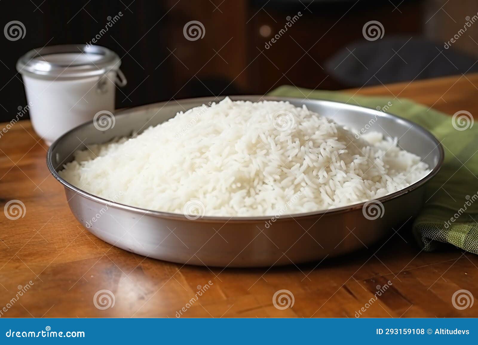 Cooked Rice Left Uncovered Overnight on the Table Stock Photo Image