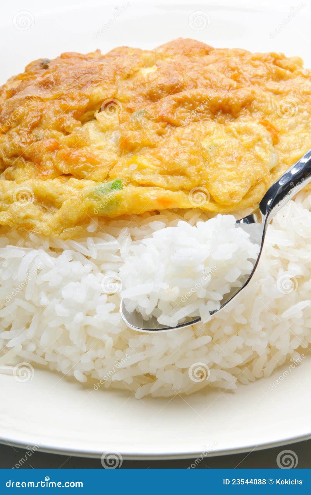 Cooked rice with omelet stock photo. Image of orange 23544088
