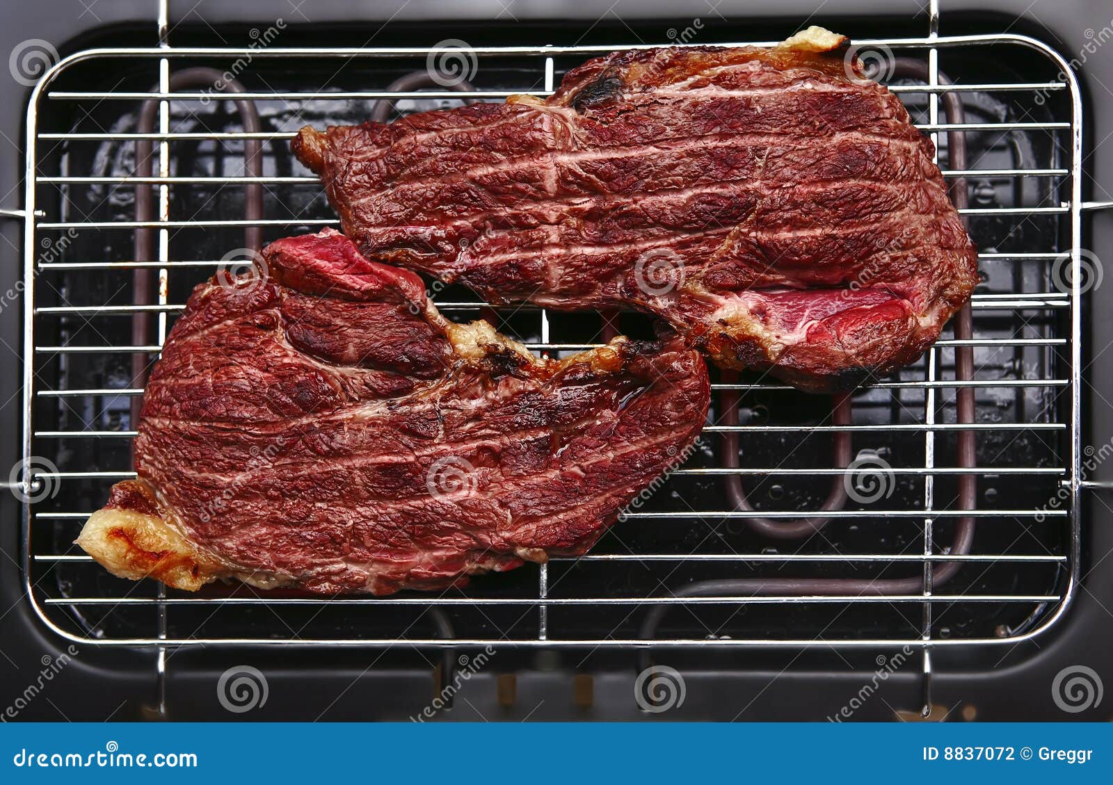 Cooked Steaks on Electrical Bbq Stock Photo Image of meat, chunk 8837072