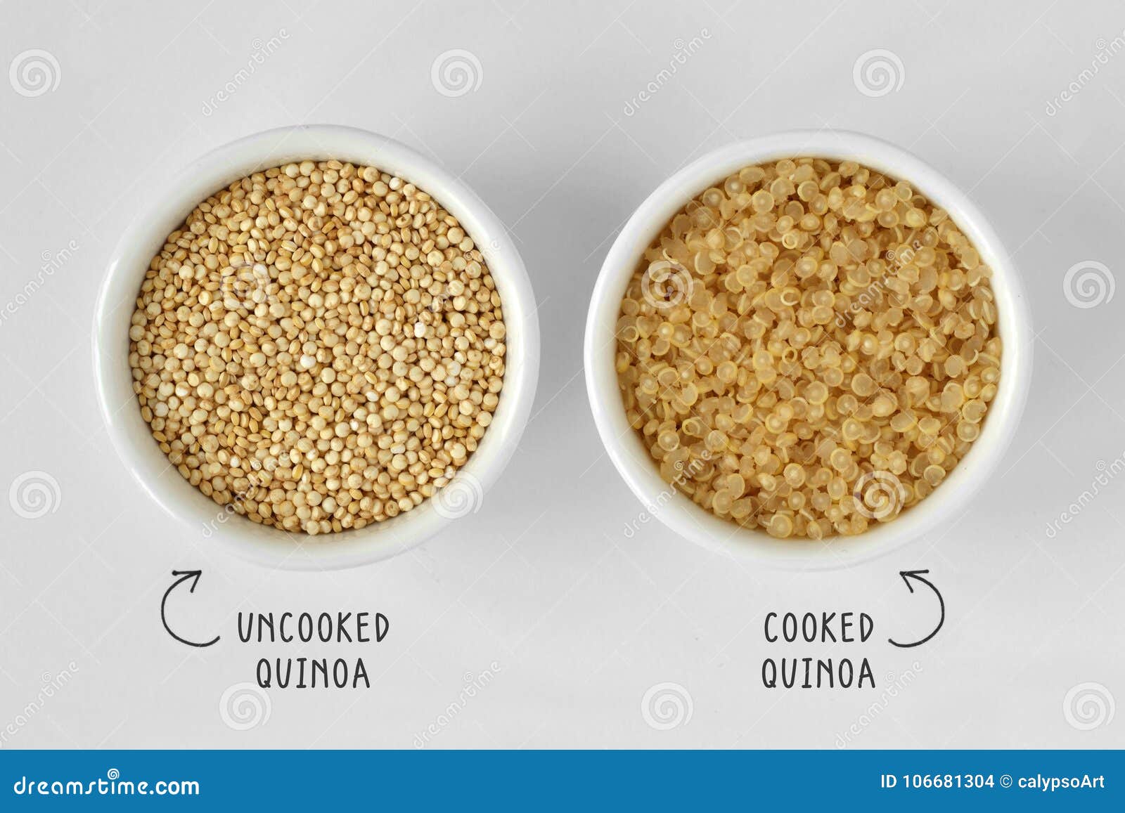 Cooked and uncooked quinoa stock photo. Image of quinoa - 106681304