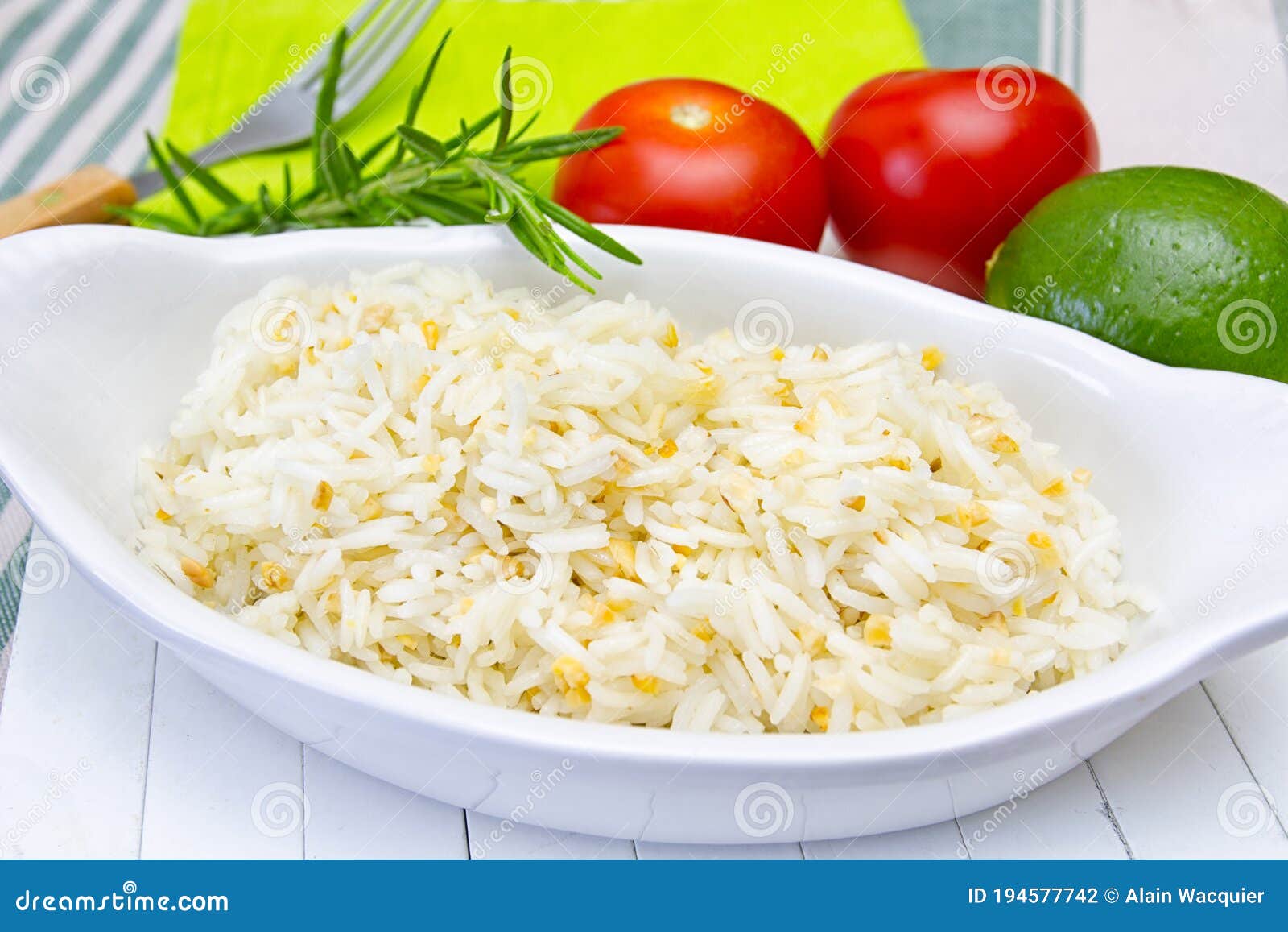 Cooked white rice dish stock photo. Image of food, cooked 194577742