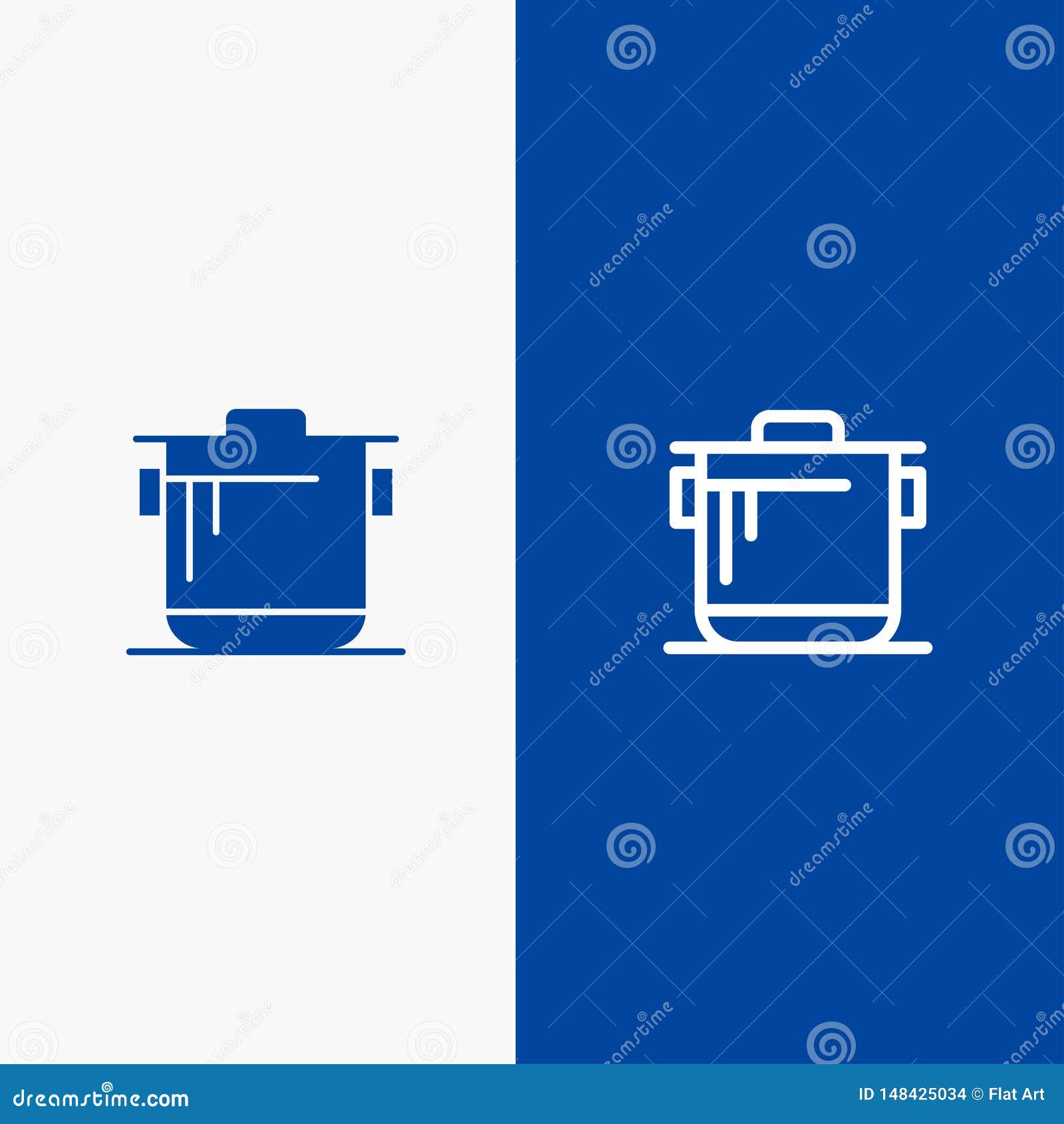 Cooker, Kitchen, Rice, Cook Line and Glyph Solid Icon Blue Banner Stock Vector Illustration of