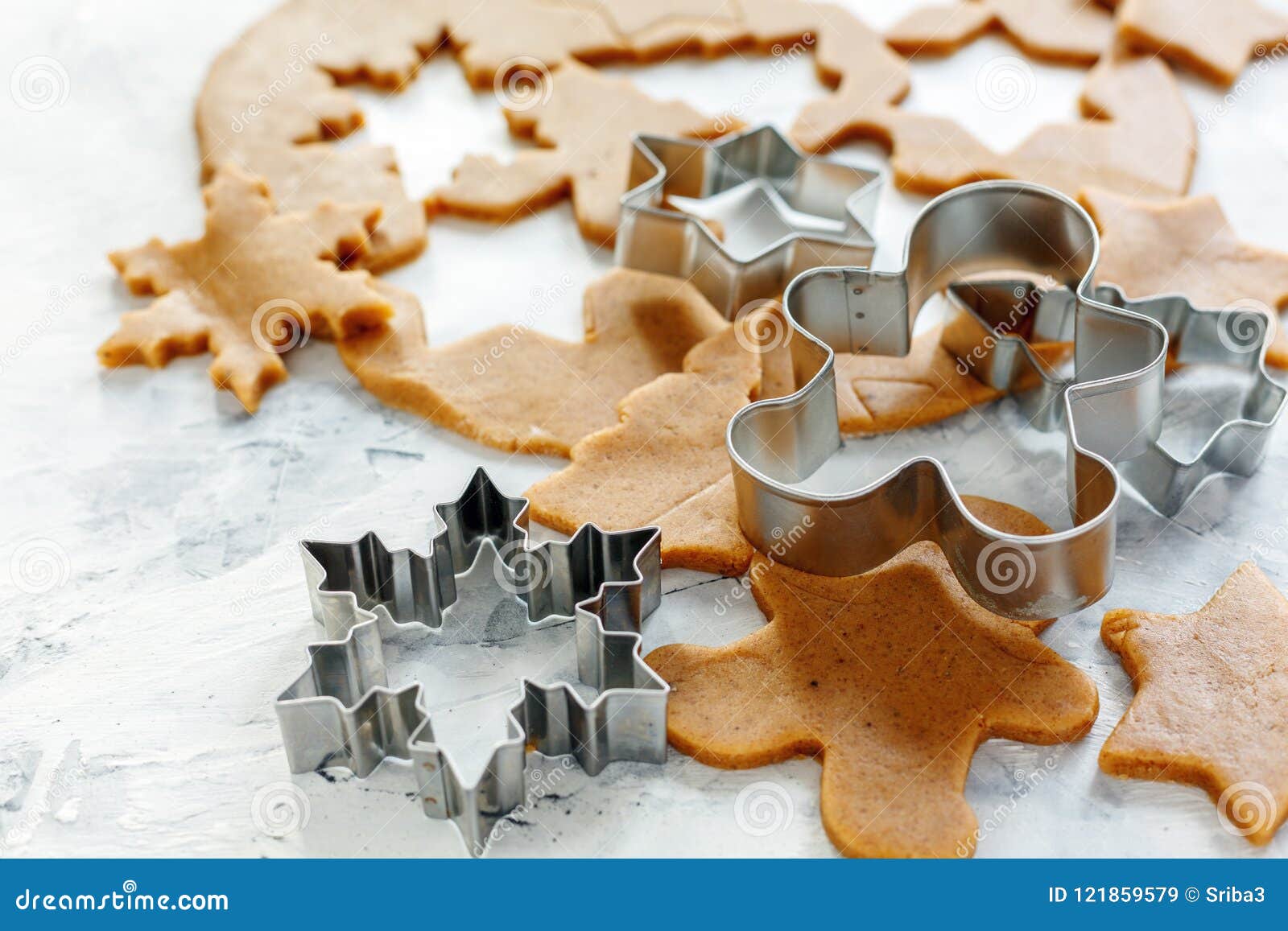 Cookie Cutters for Christmas Cookies. Stock Image - Image of making