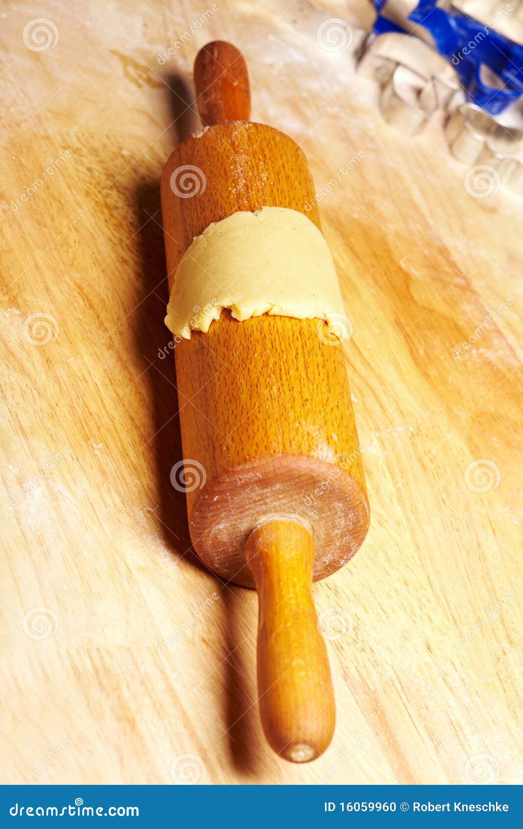 Cookie Dough on Rolling Pin Stock Photo Image of board, background