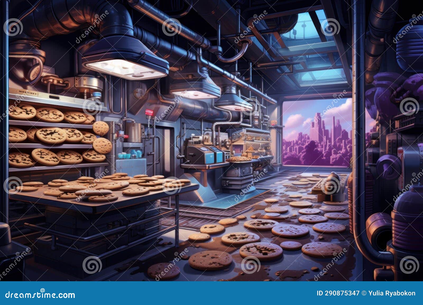 Cookie Factory Line. Generate Ai Stock Illustration Illustration of