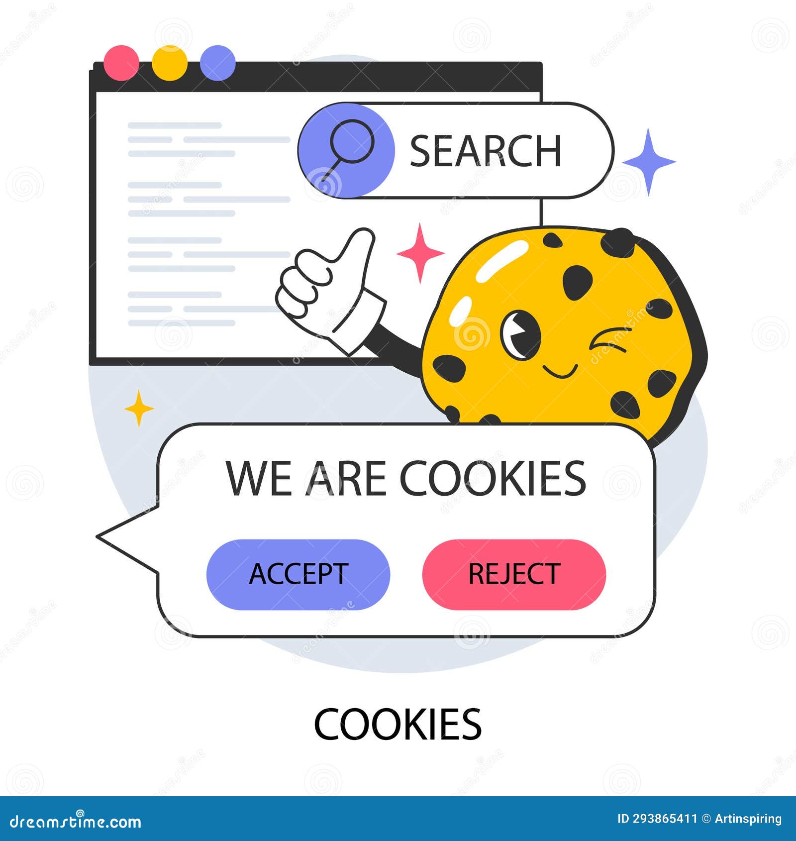 Cookie Technology.  Browser Session Tracking Stock Vector