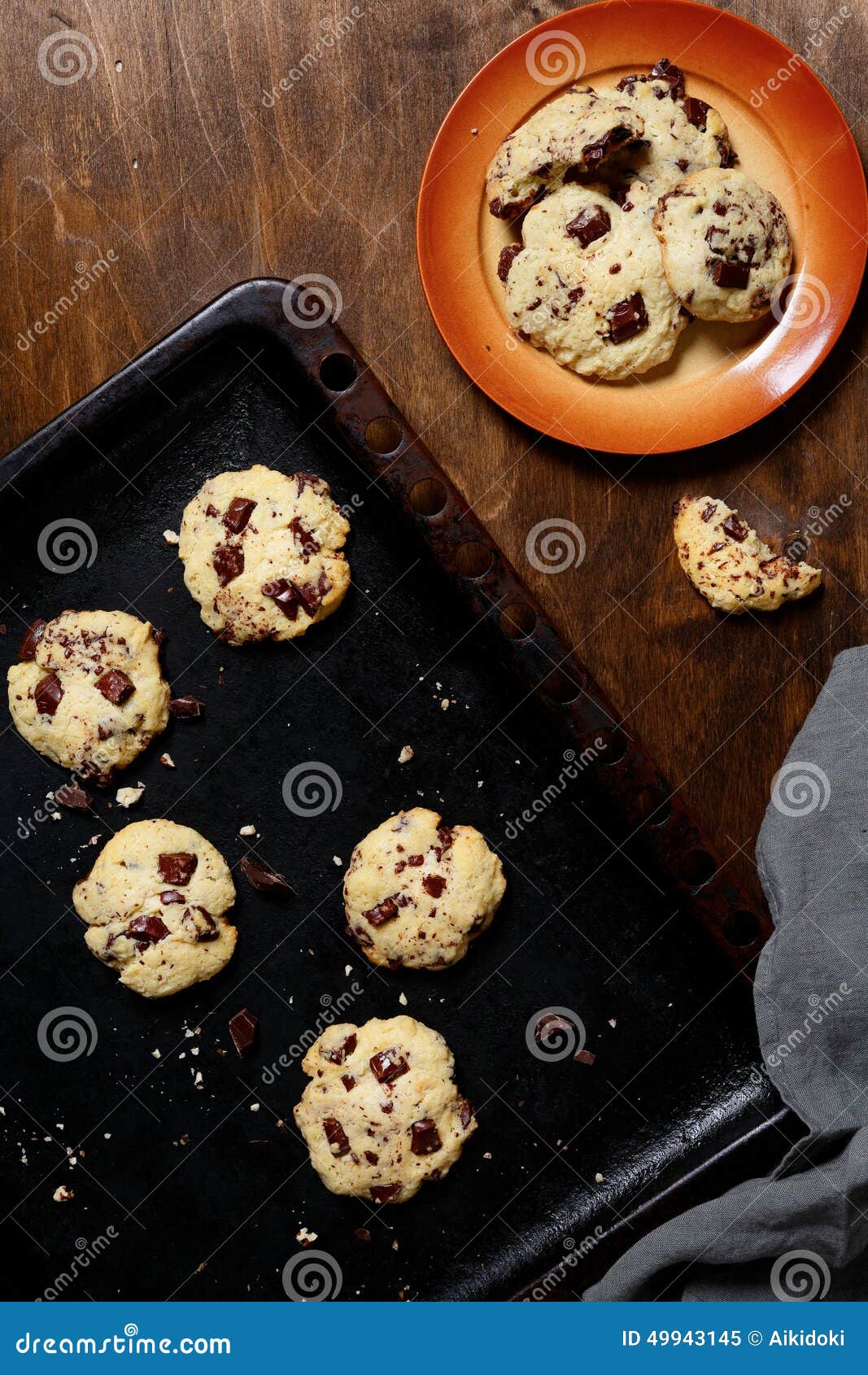 Cookies on a Baking Tray and Plate Stock Image Image of rustic