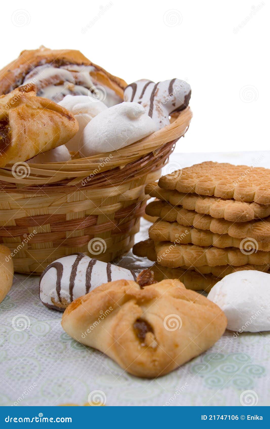 Cookies in a basket stock photo. Image of bakery, table 21747106