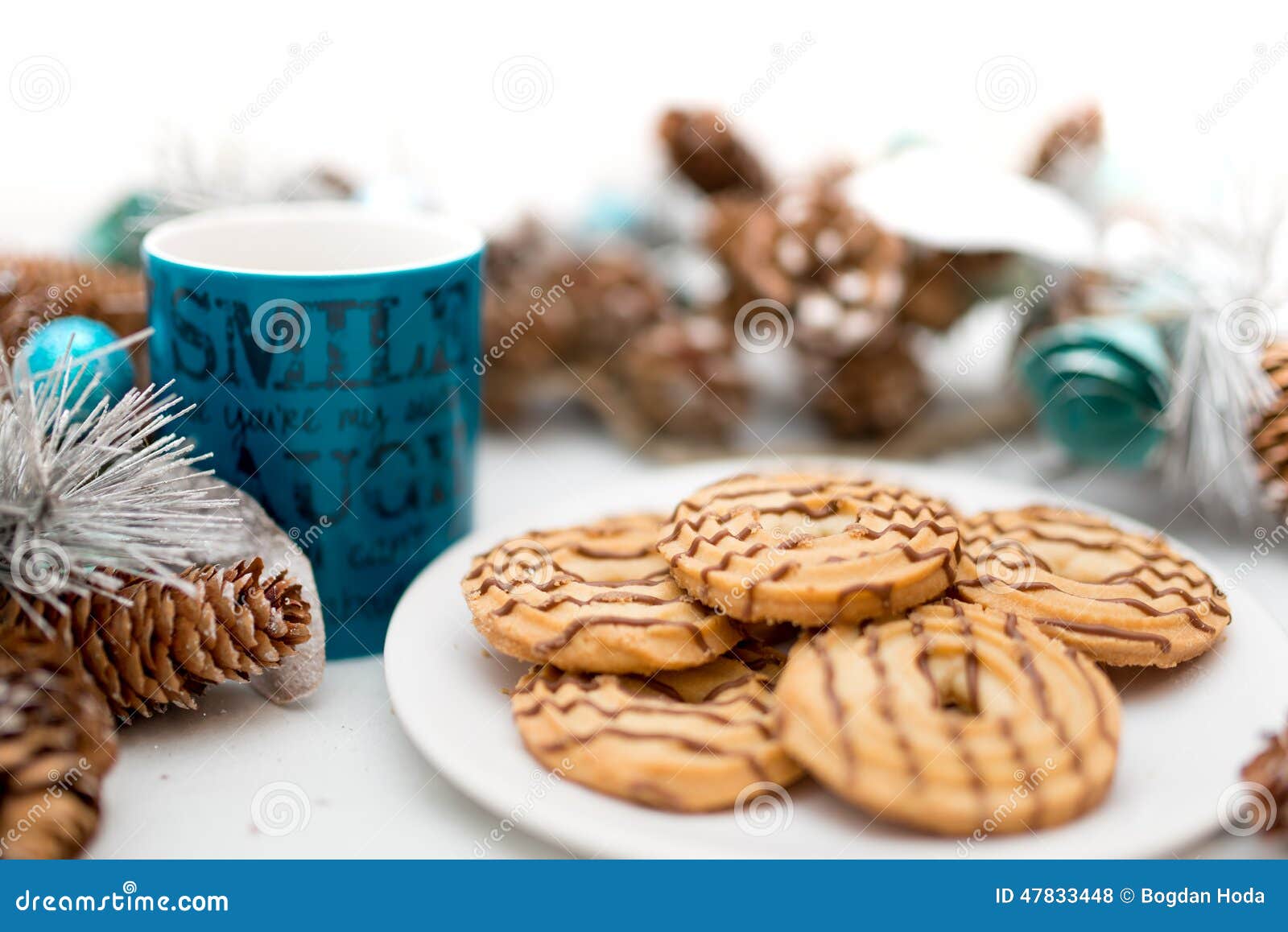 Cookies And Biscuits, Coffee And Tea, Served As Breakfast Meal Stock