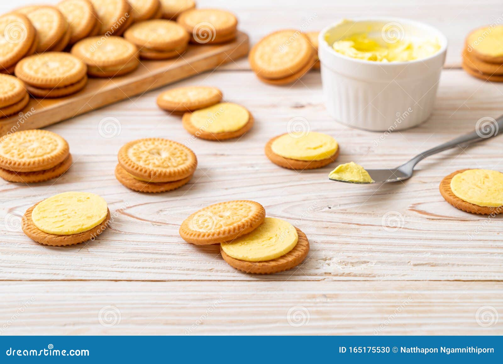 Cookies with butter cream stock photo. Image of plain 165175530