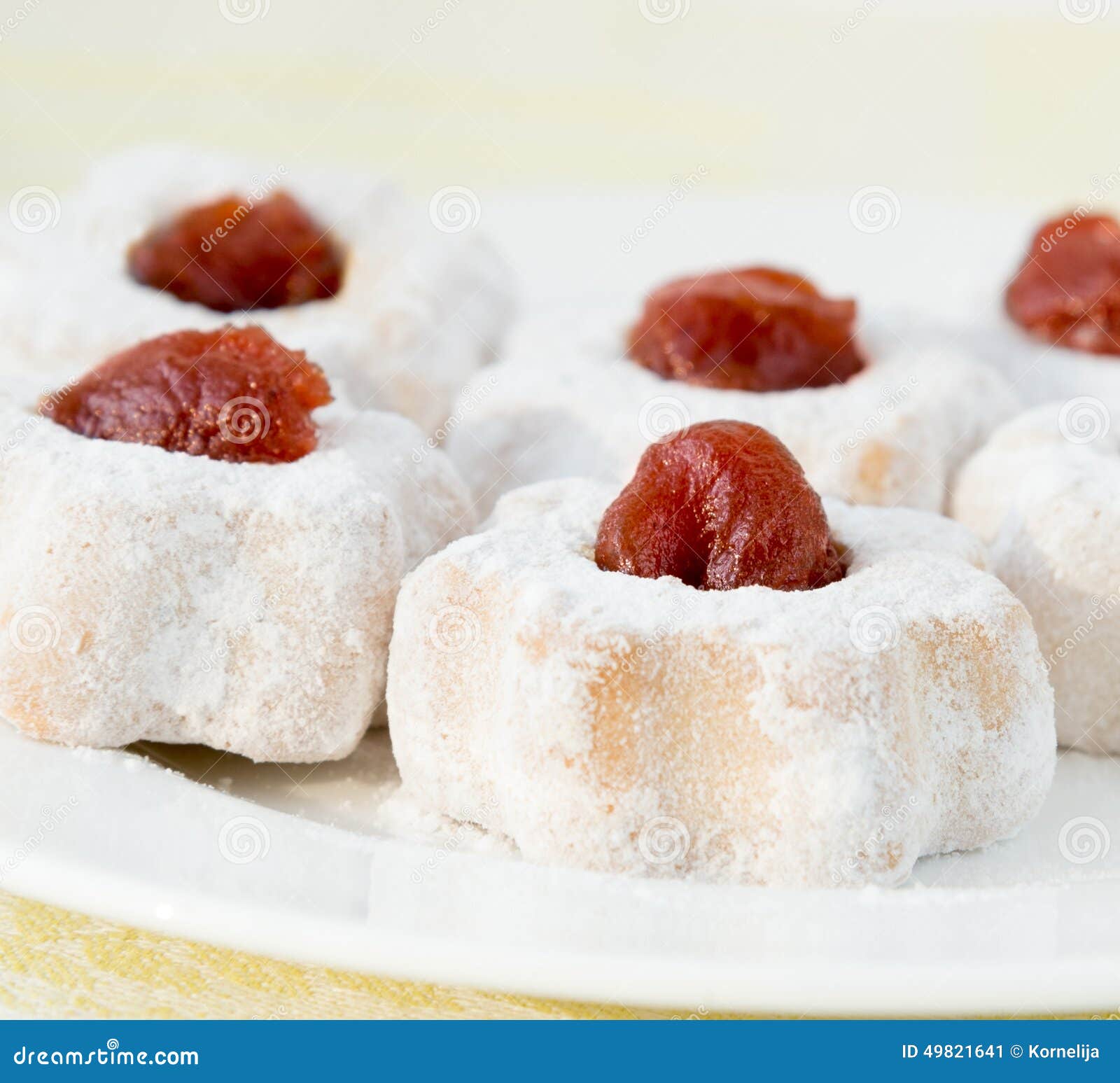 Cookies with cherry jam stock image. Image of strawberry 49821641