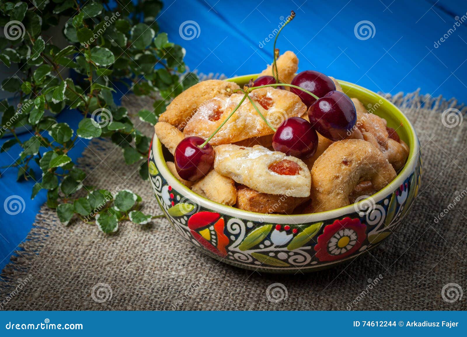 Cookies Filled with Cherry Jam. Stock Photo Image of delicacy, food