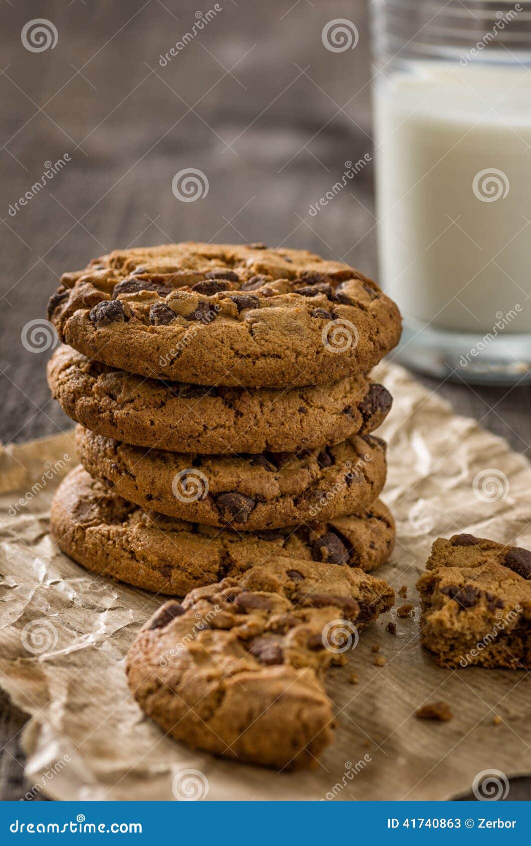 Cookies with a Glass of Milk Stock Image Image of macro, close 41740863