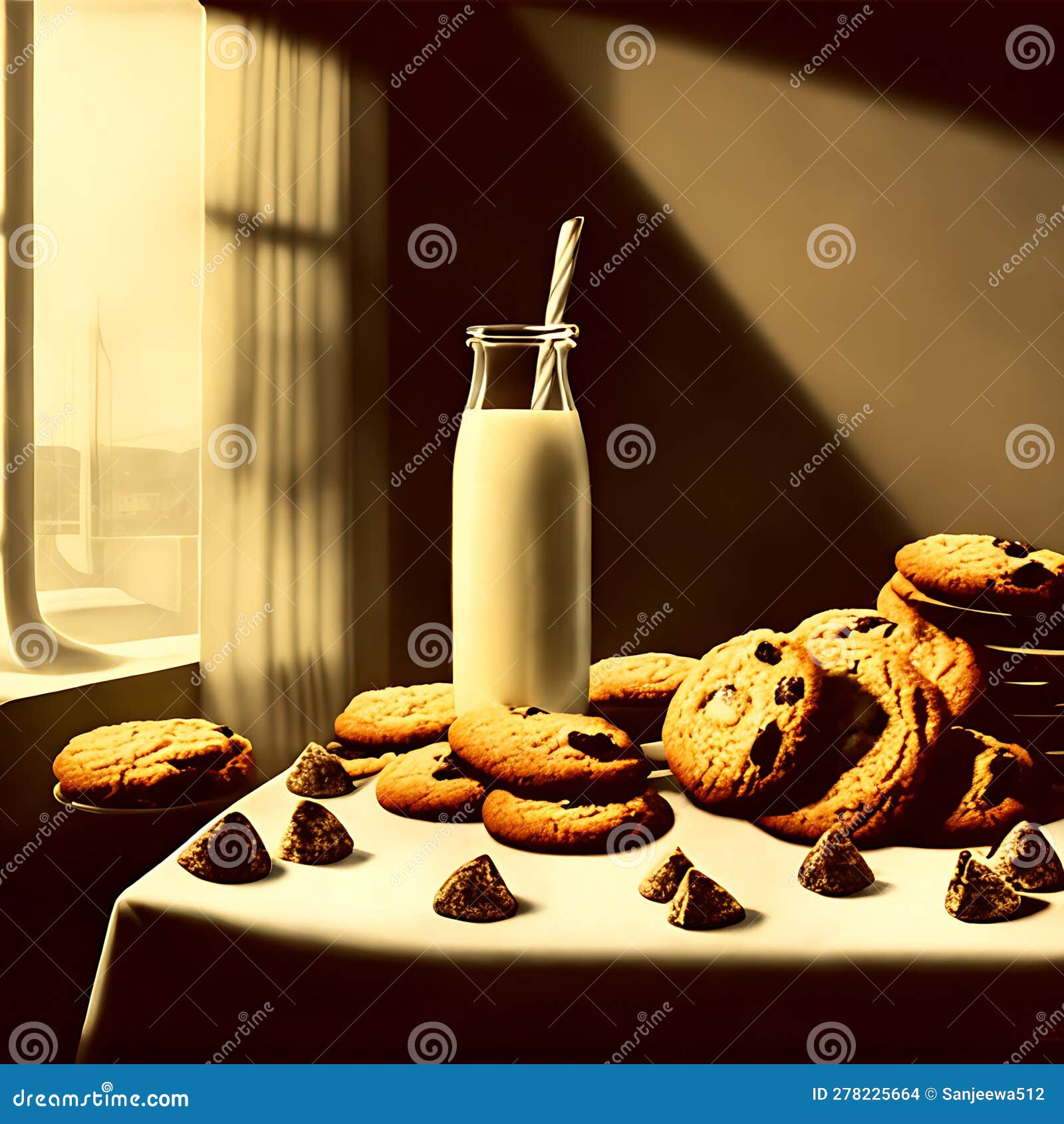 Cookies and Milk Jug on the Table Stock Illustration Illustration of