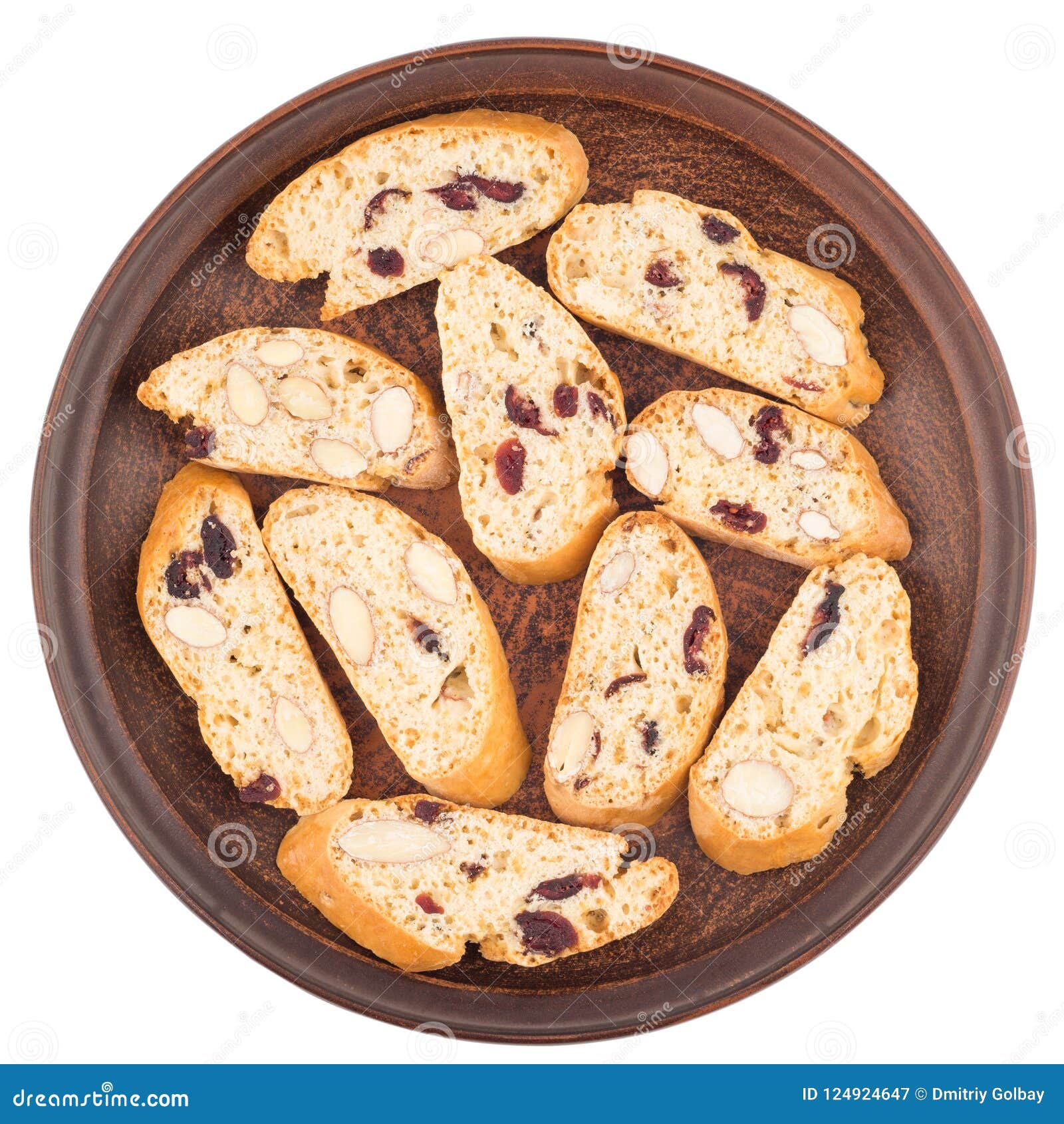 Cookies with Raisins and Nuts in a Ceramic Plate. Isolated on White ...