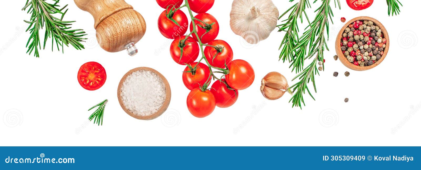 Cooking Background, with Spices, Herbs and Vegetables Isolated on White