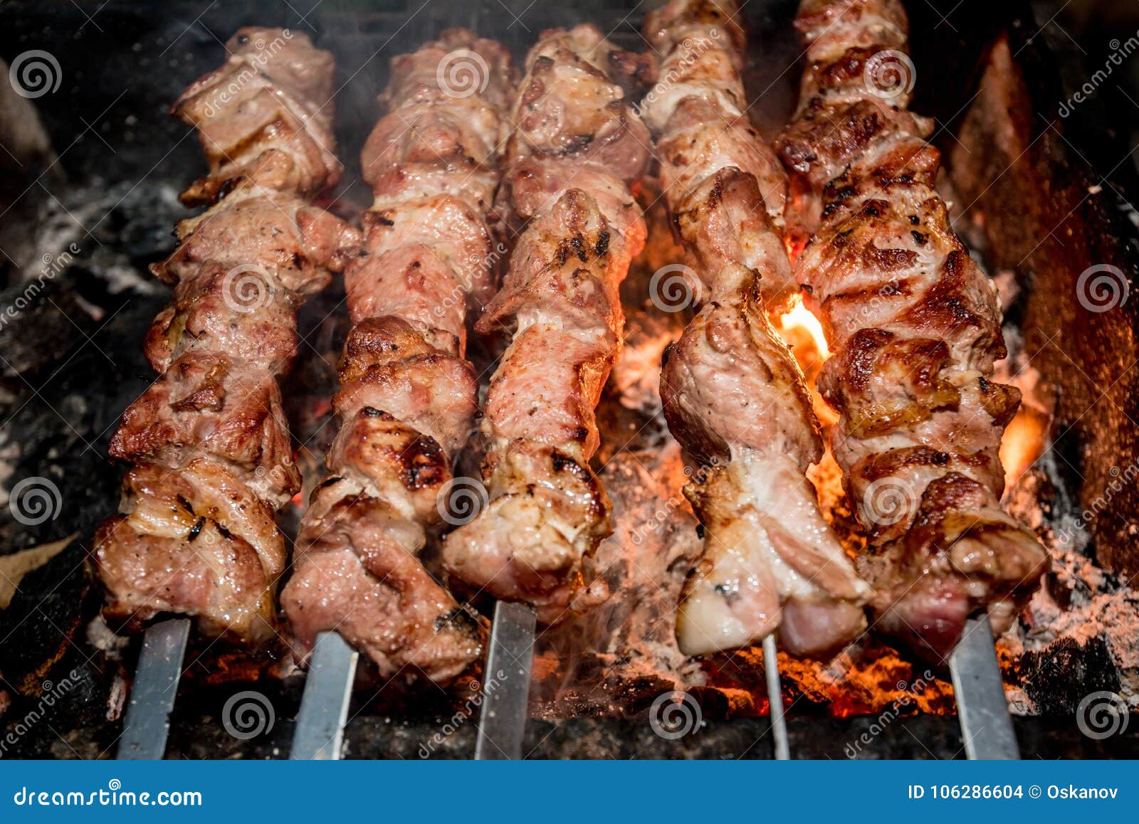 Preparing Shashlik on Mangal Stock Photo - Image of cook, meat: 106286604