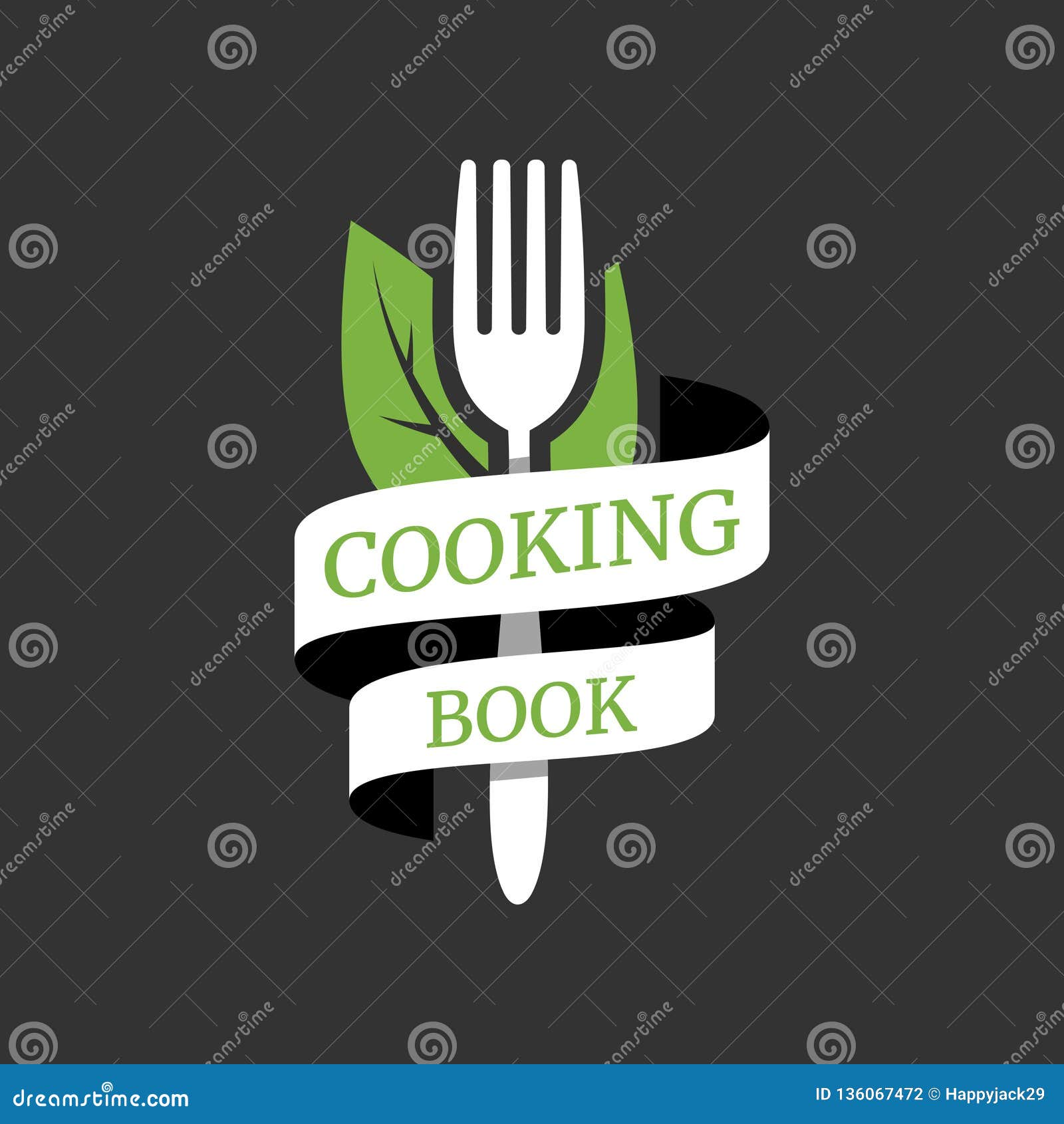 Cooking Book Or Food Studio Logo Fresh Vegan Food Label Restaurant Or Cafe Brand Design Template Flat Vector Stock Vector Illustration Of Green Identity