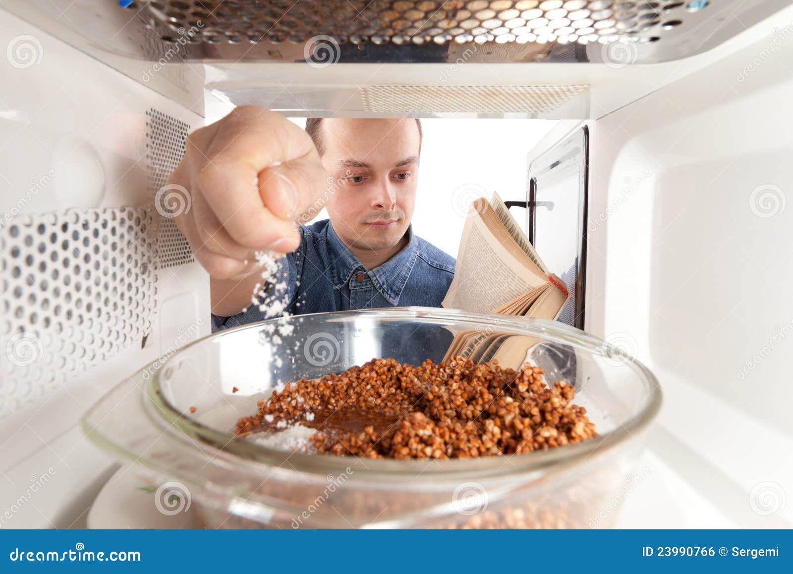 Cooking buckwheat stock photo. Image of plate, open, hand 23990766