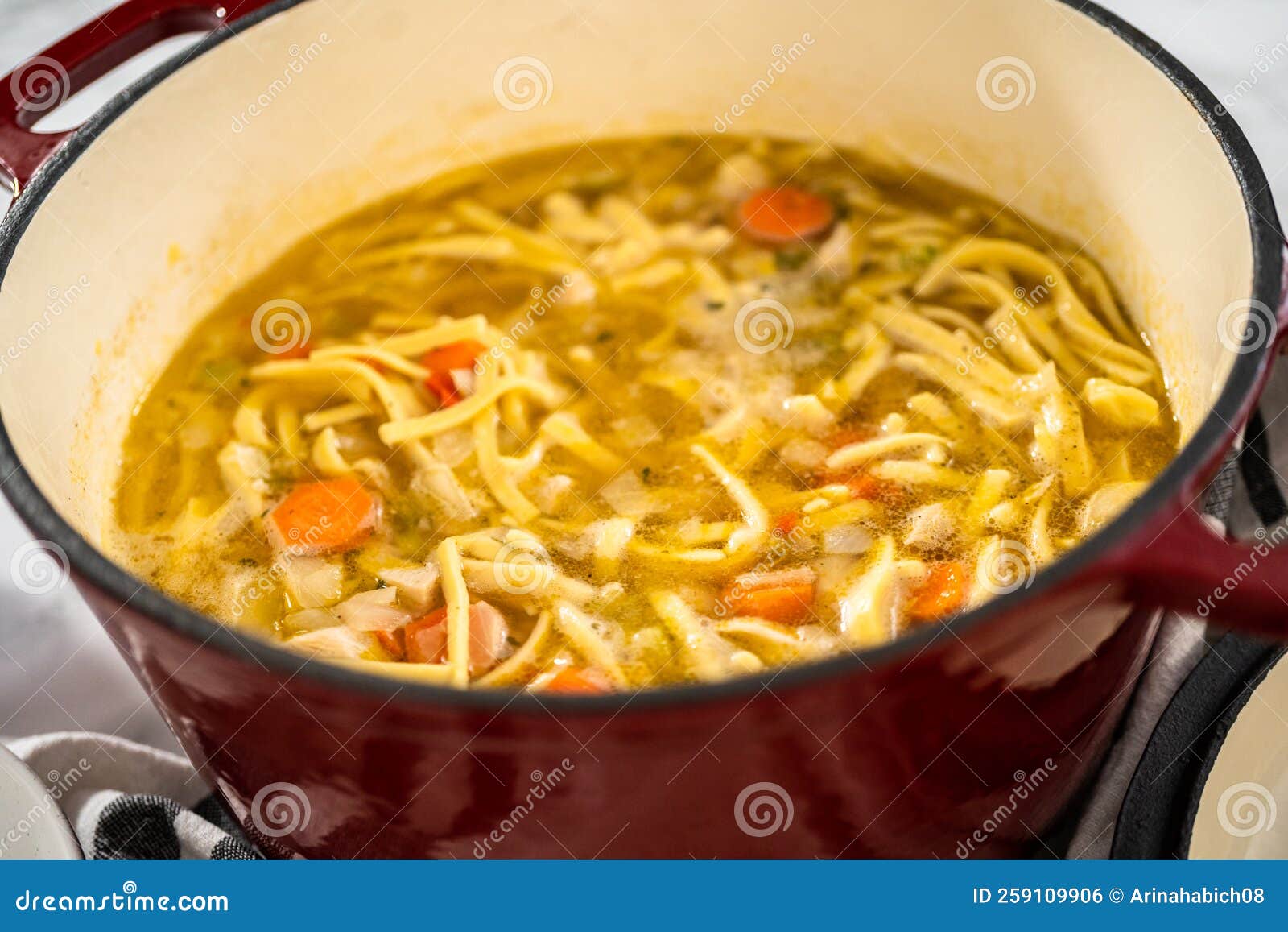 Chicken Noodle Soup stock photo. Image of making, pasta 259109906