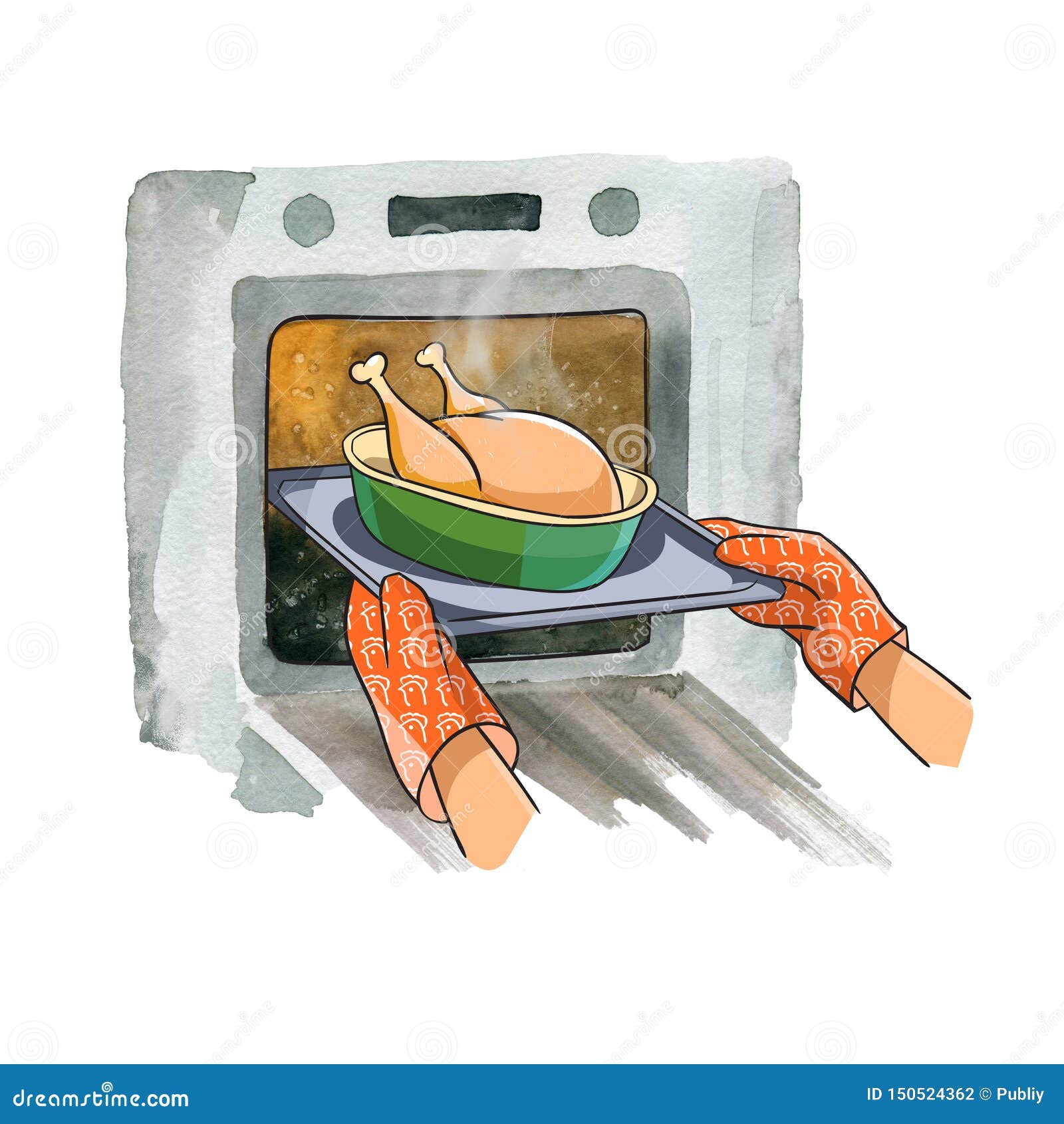 Cooking Chicken in the Oven at Home Stock Illustration Illustration of cook, roasting 150524362