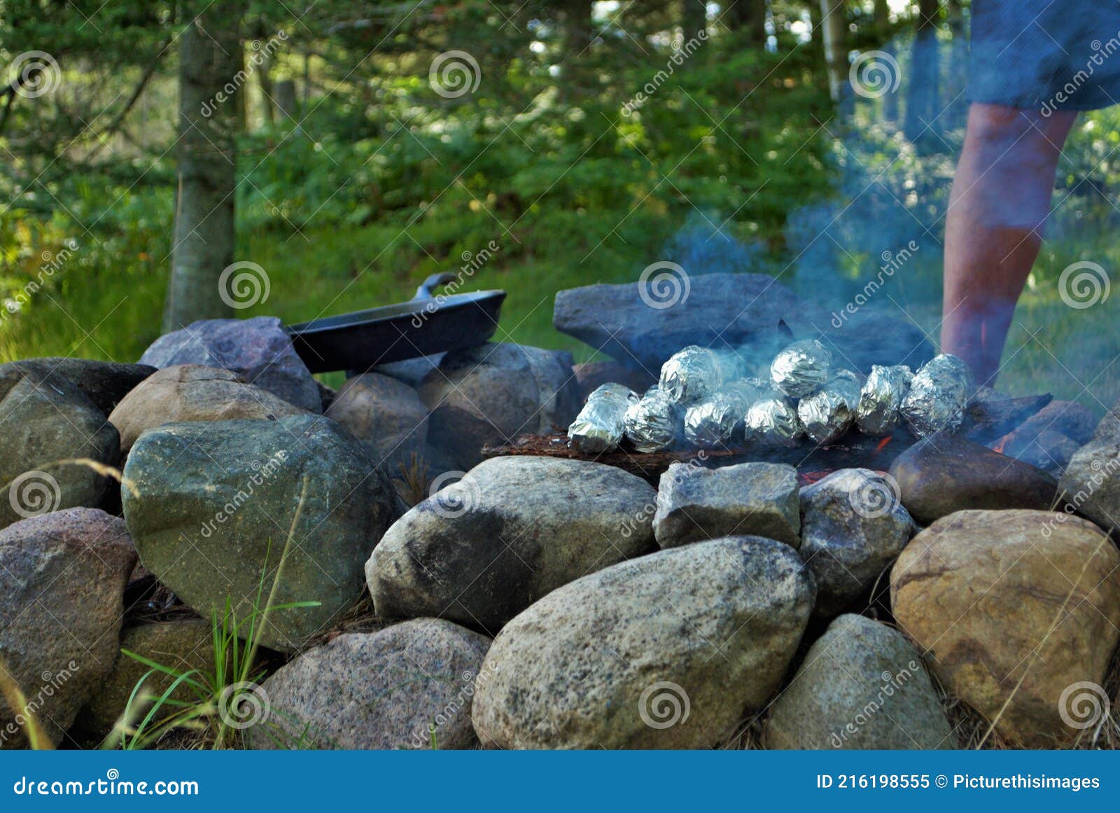 Cooking Corn on the Cob Over a Camp Fire Stock Image Image of meal
