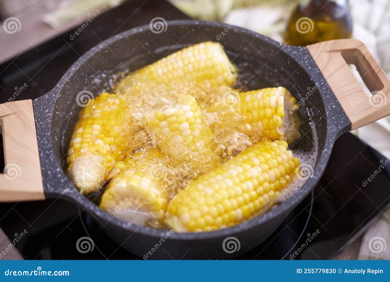 Cooking Corn Cob in a Pot of Boiling Water with Bubbles Stock Photo Image of tasty, vegan