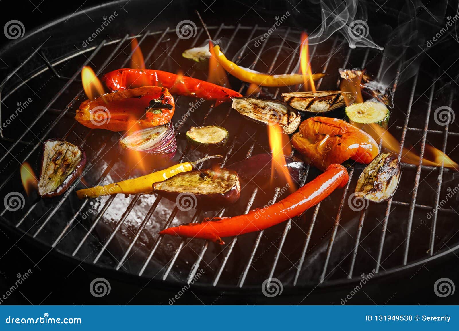 Cooking of Delicious Vegetables on Barbecue Grill Stock Photo Image