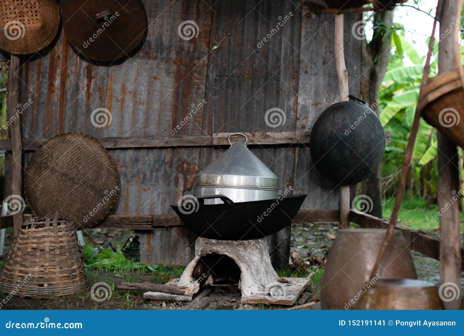 Cooking Equipment in Traditional Thai Traditional Kitchens Stock Image