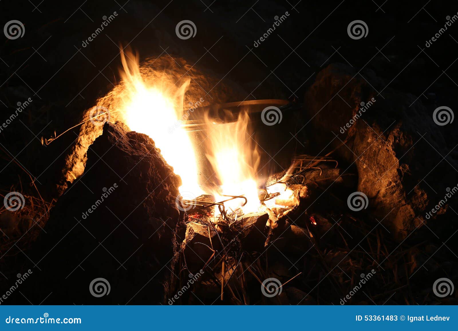Cooking on the fire stock image. Image of light, boiling 53361483