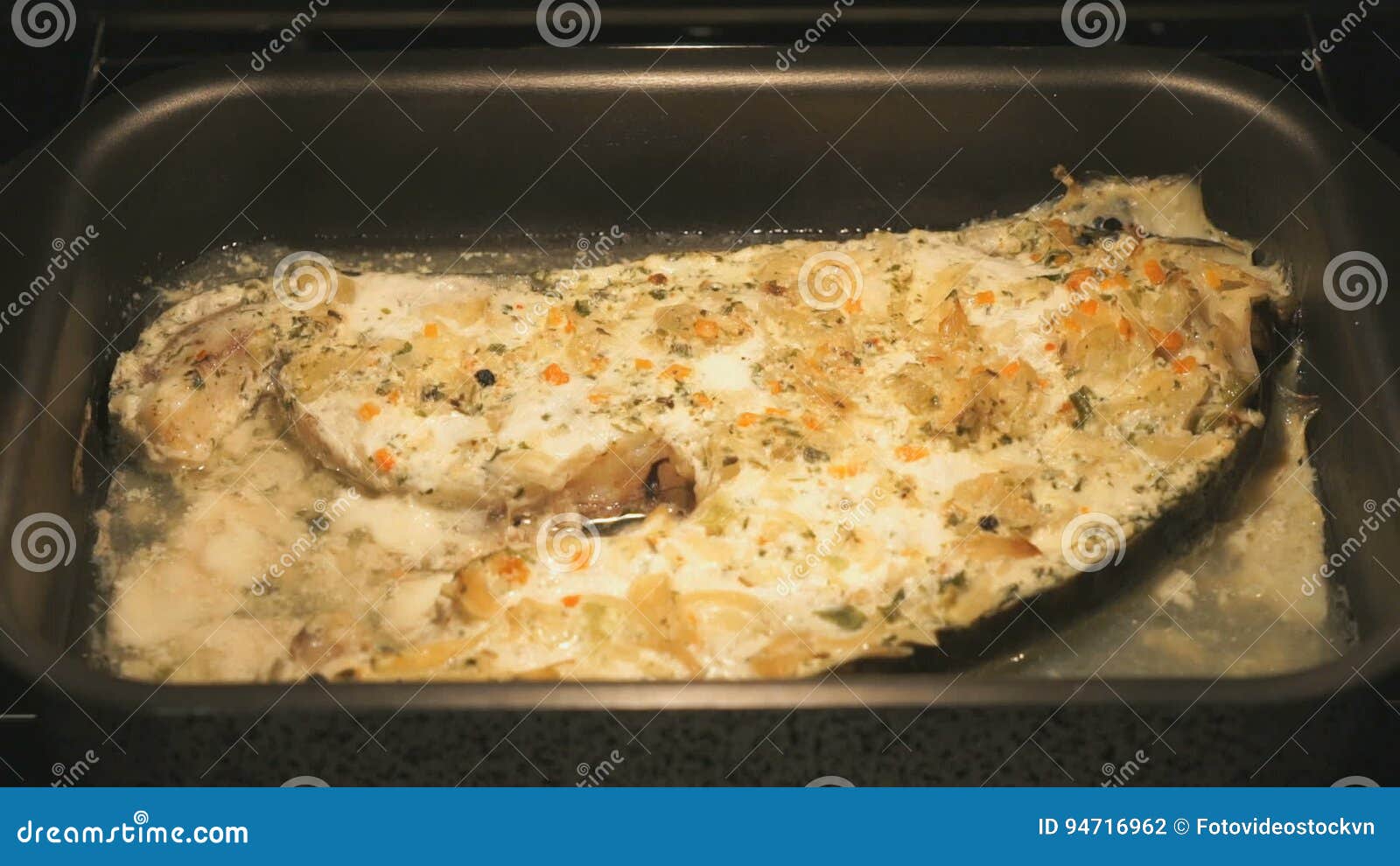 Cooking fish trout in oven stock footage. Video of oven 94716962