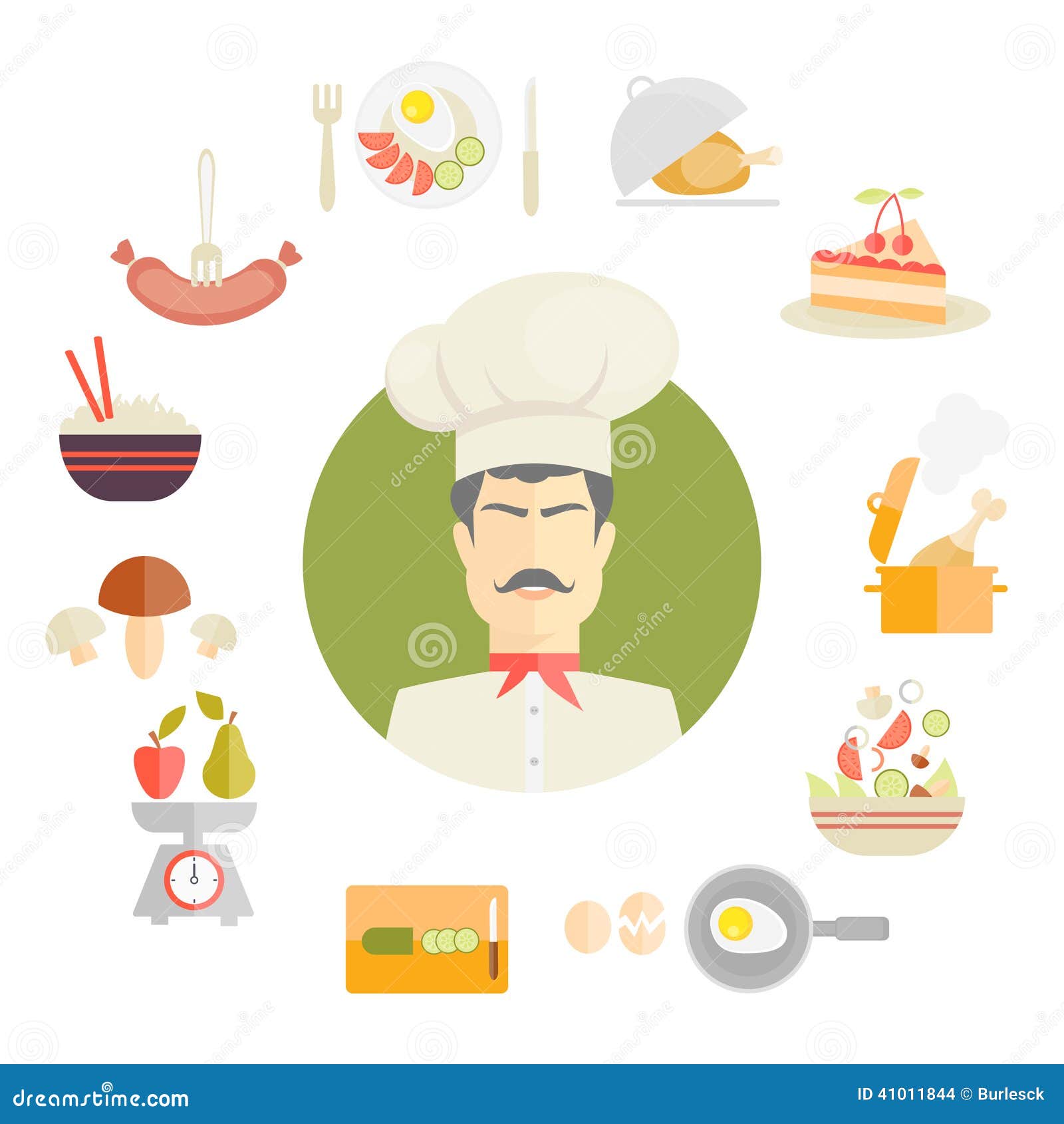 cooking and food icons in fat style