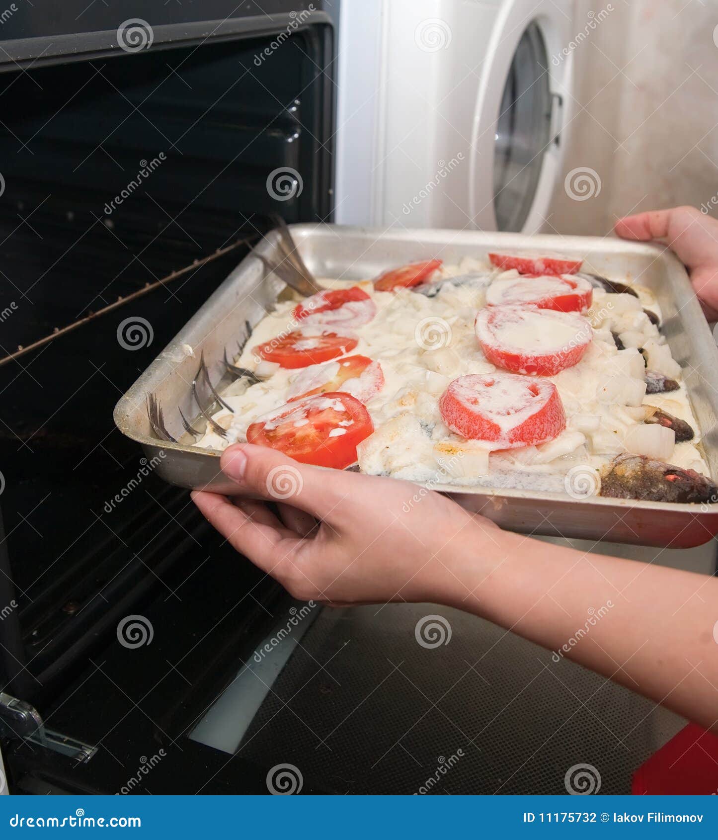 Cooking a Fresh Fish in Oven Stock Photo Image of preparation