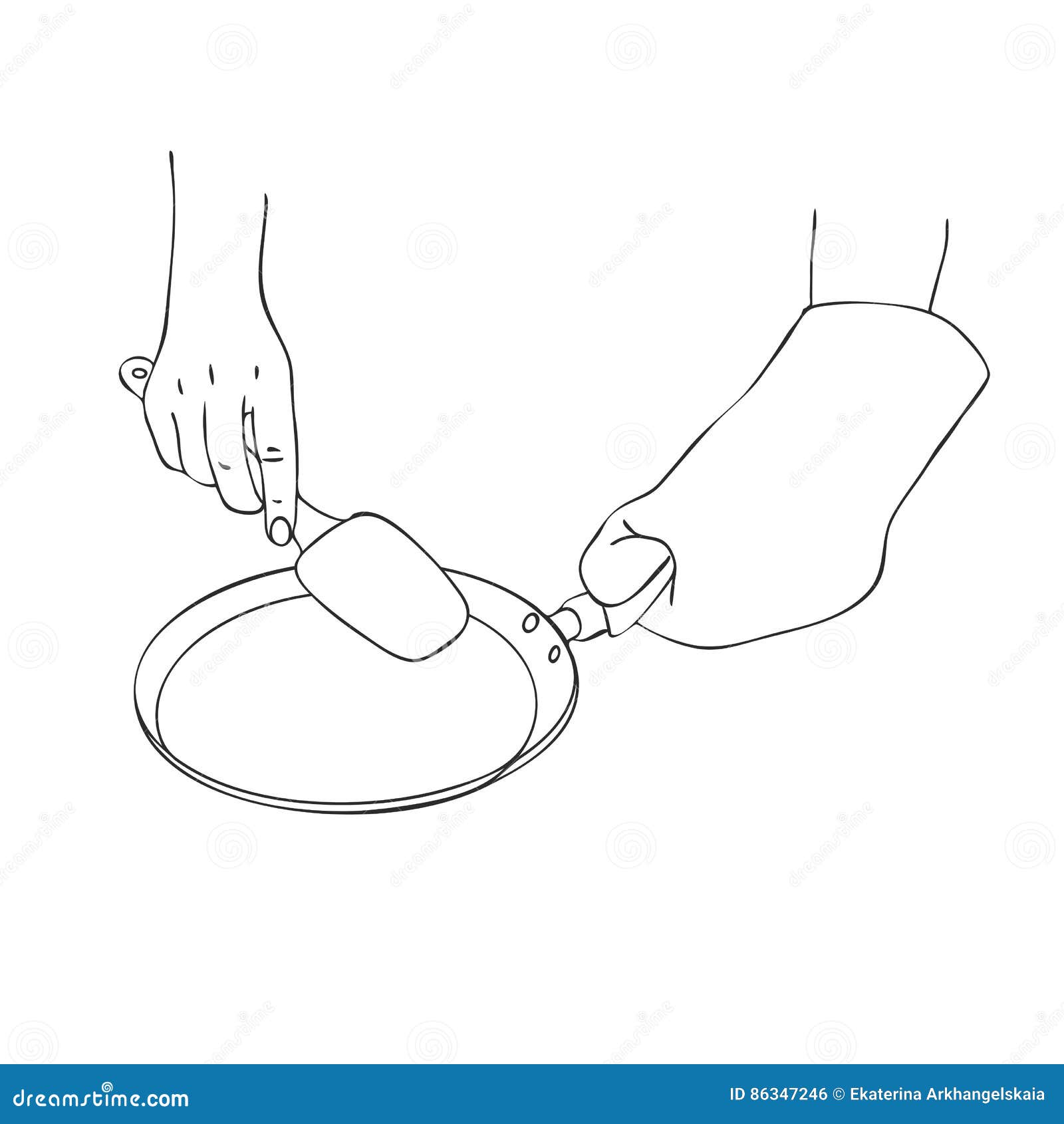 Cooking hands with pan stock vector. Illustration of preparation - 86347246