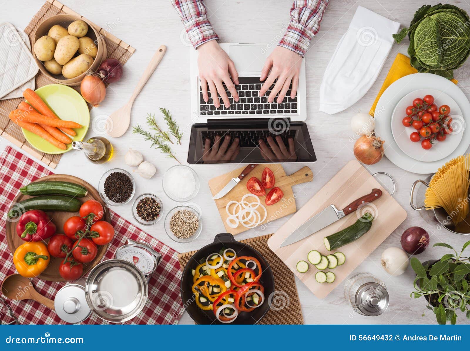 Cooking at Home with Online Recipes Stock Photo - Image of restaurant