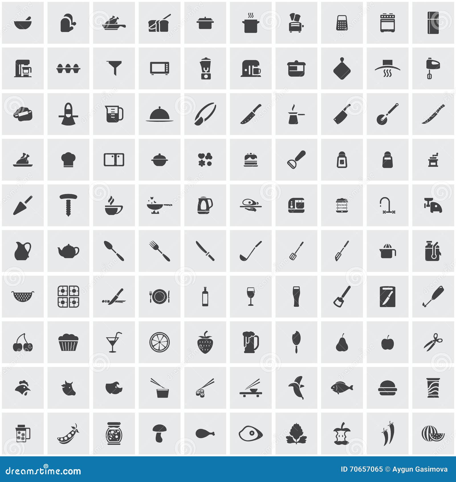 Cooking icon set stock vector. Illustration of element - 70657065
