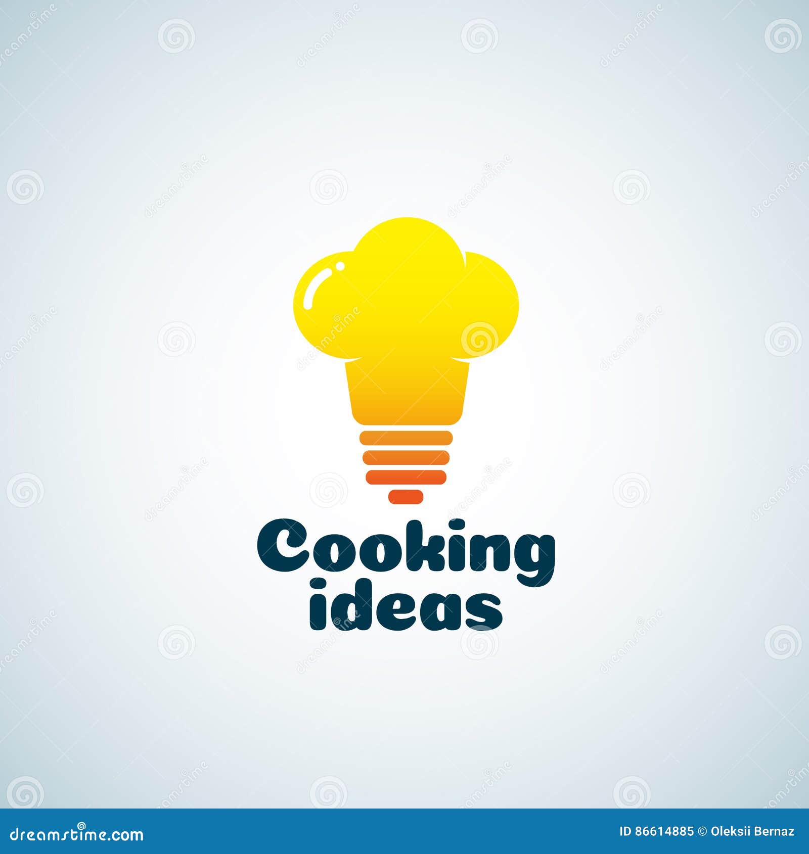 Cooking Ideas Abstract Vector Sign, Emblem or Logo Template. Light Bulb