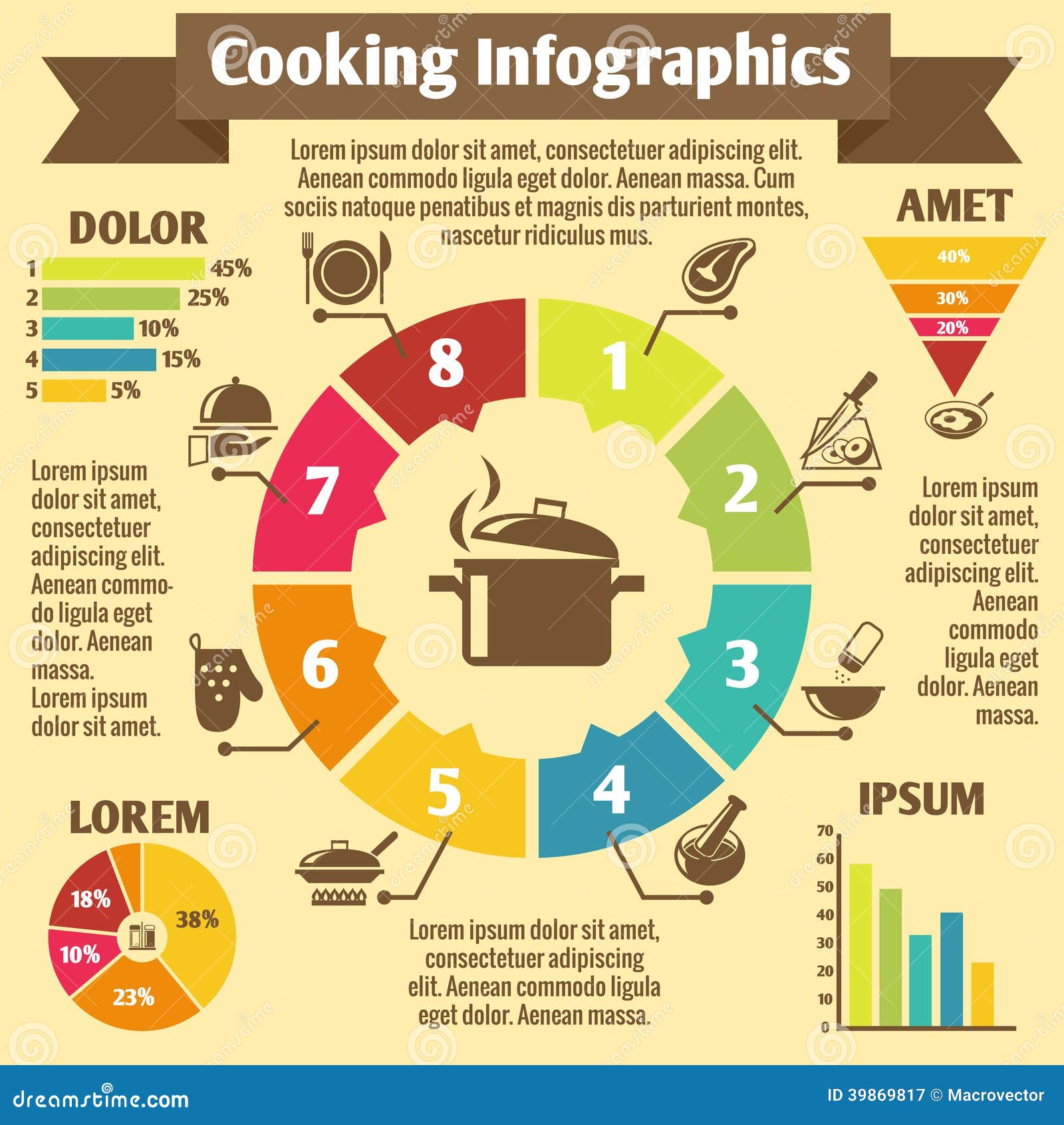 Cooking infographic icons stock vector. Image of ...